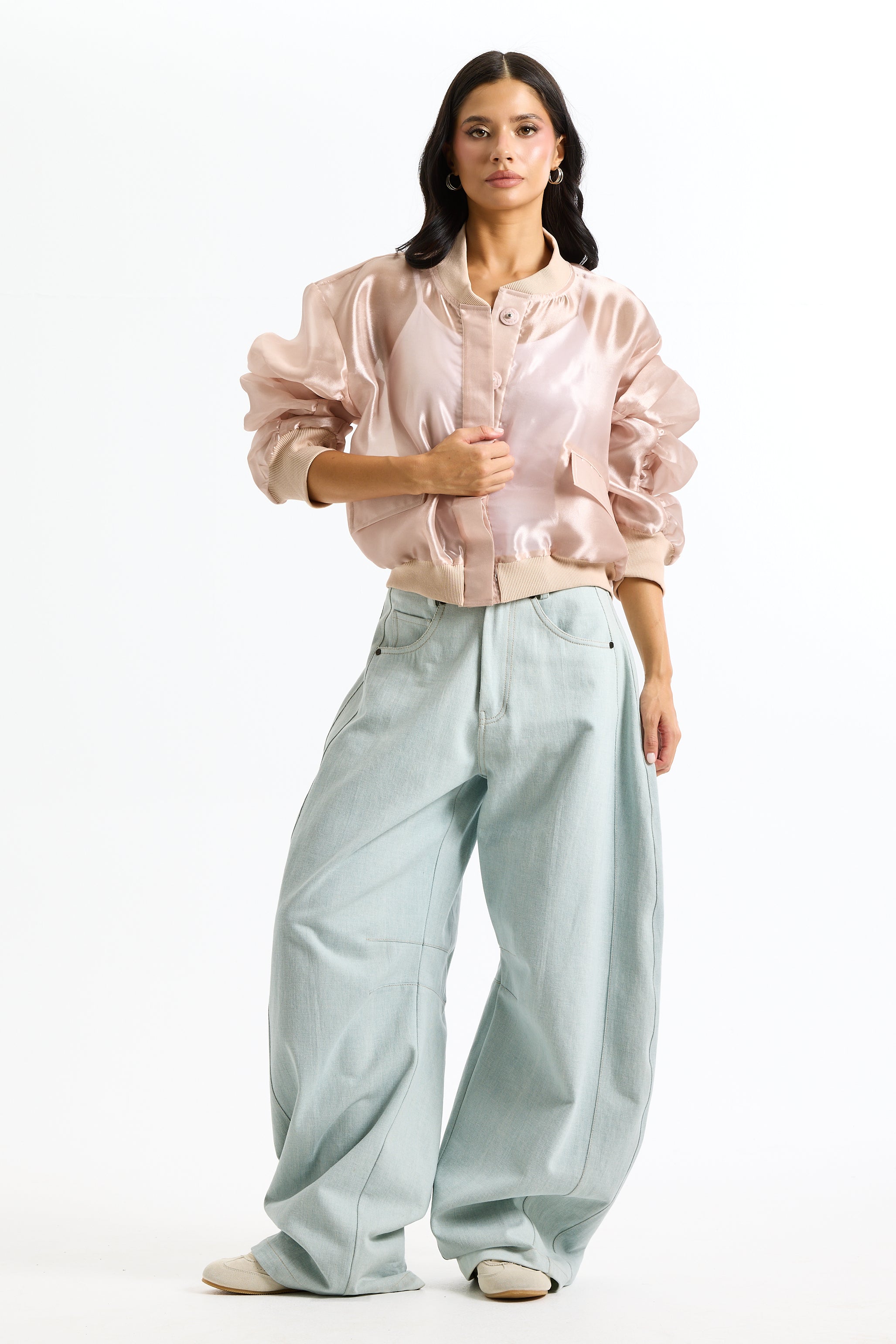 Organza Bomber Jacket Powder