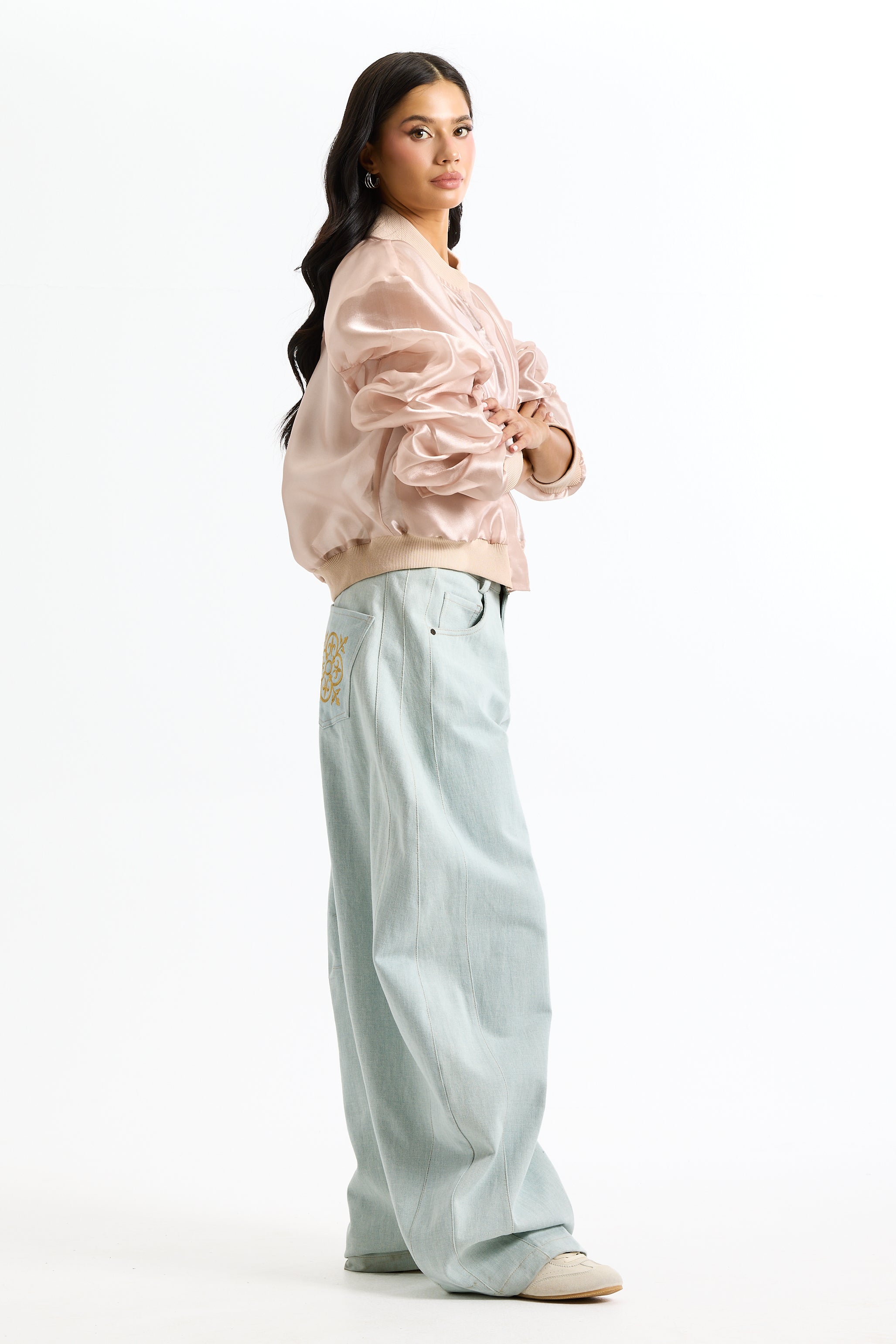 Organza Bomber Jacket Powder