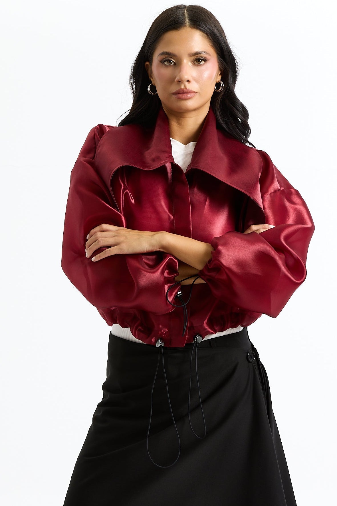 Red Organza Bomber Jacket