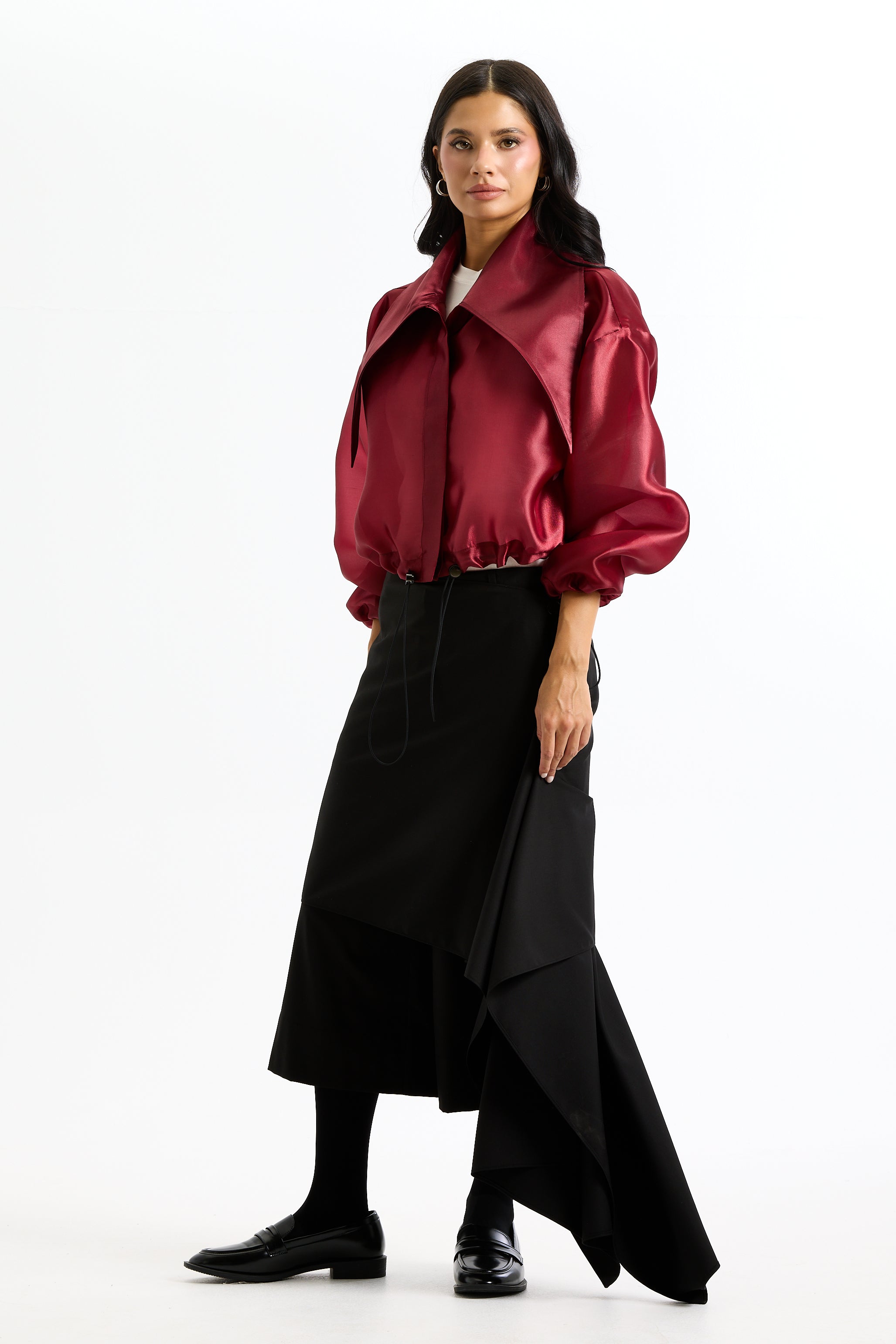 Red Organza Bomber Jacket