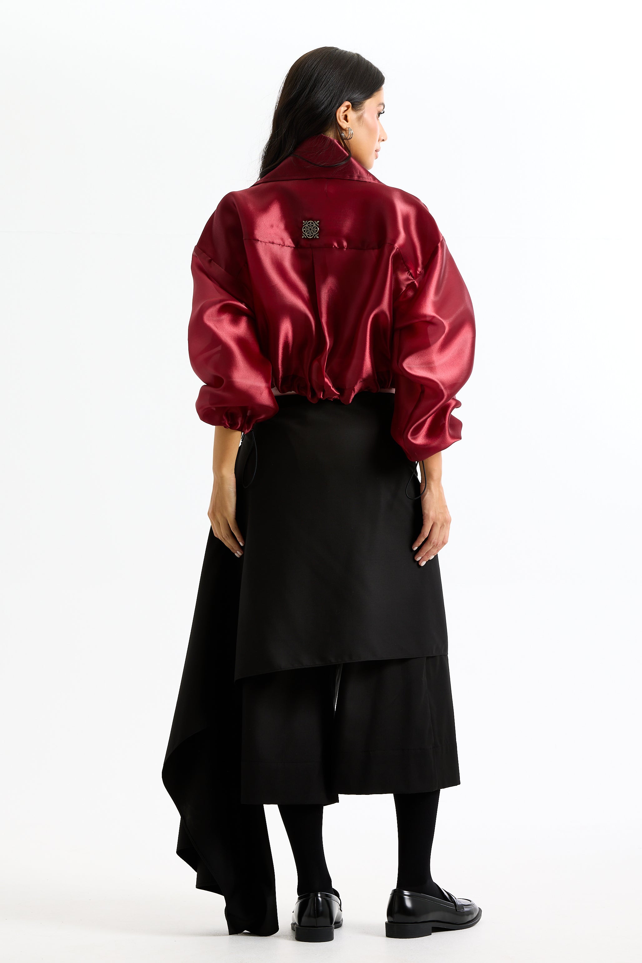 Red Organza Bomber Jacket