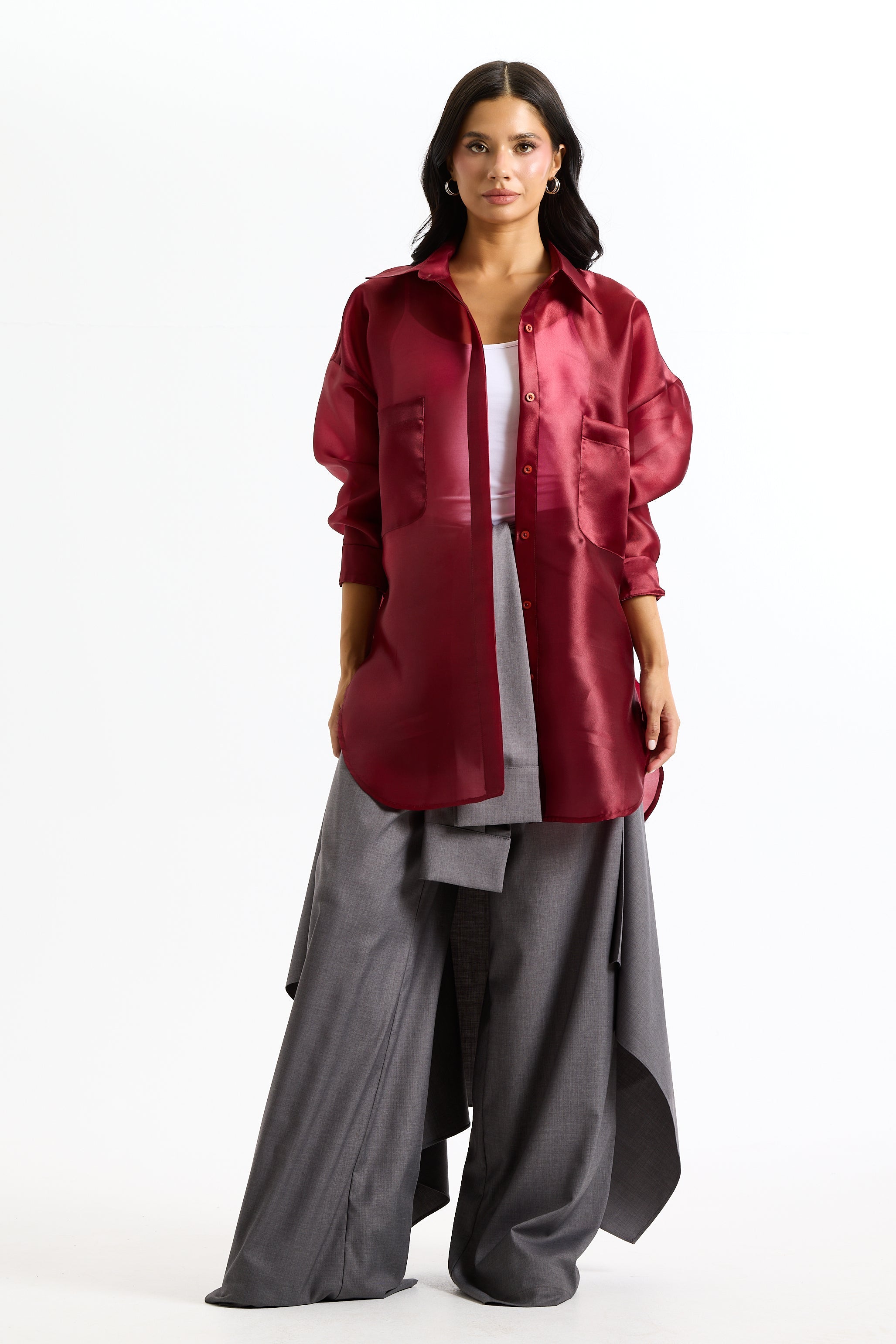 Oversize Red Organza Shirt