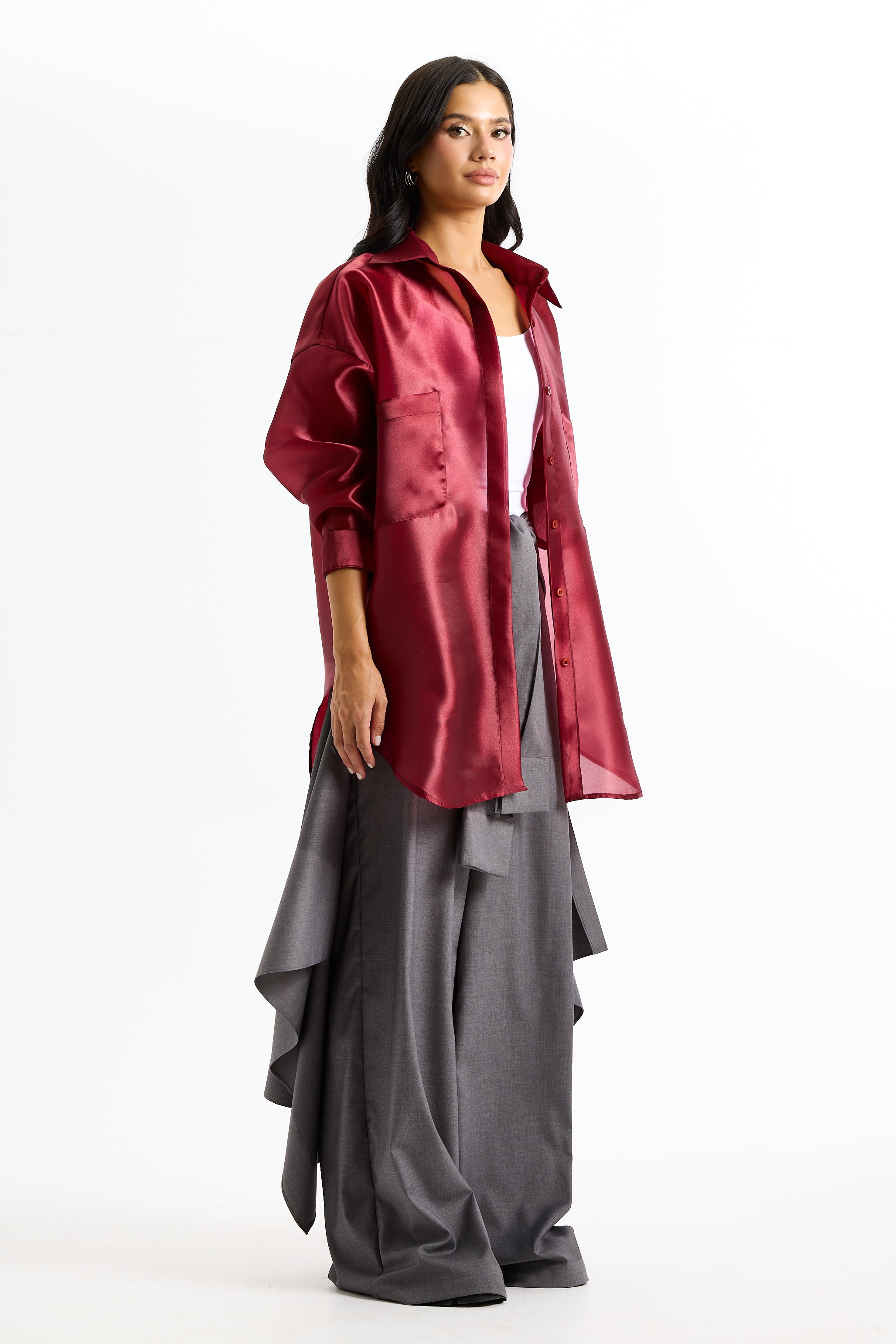 Oversize Red Organza Shirt