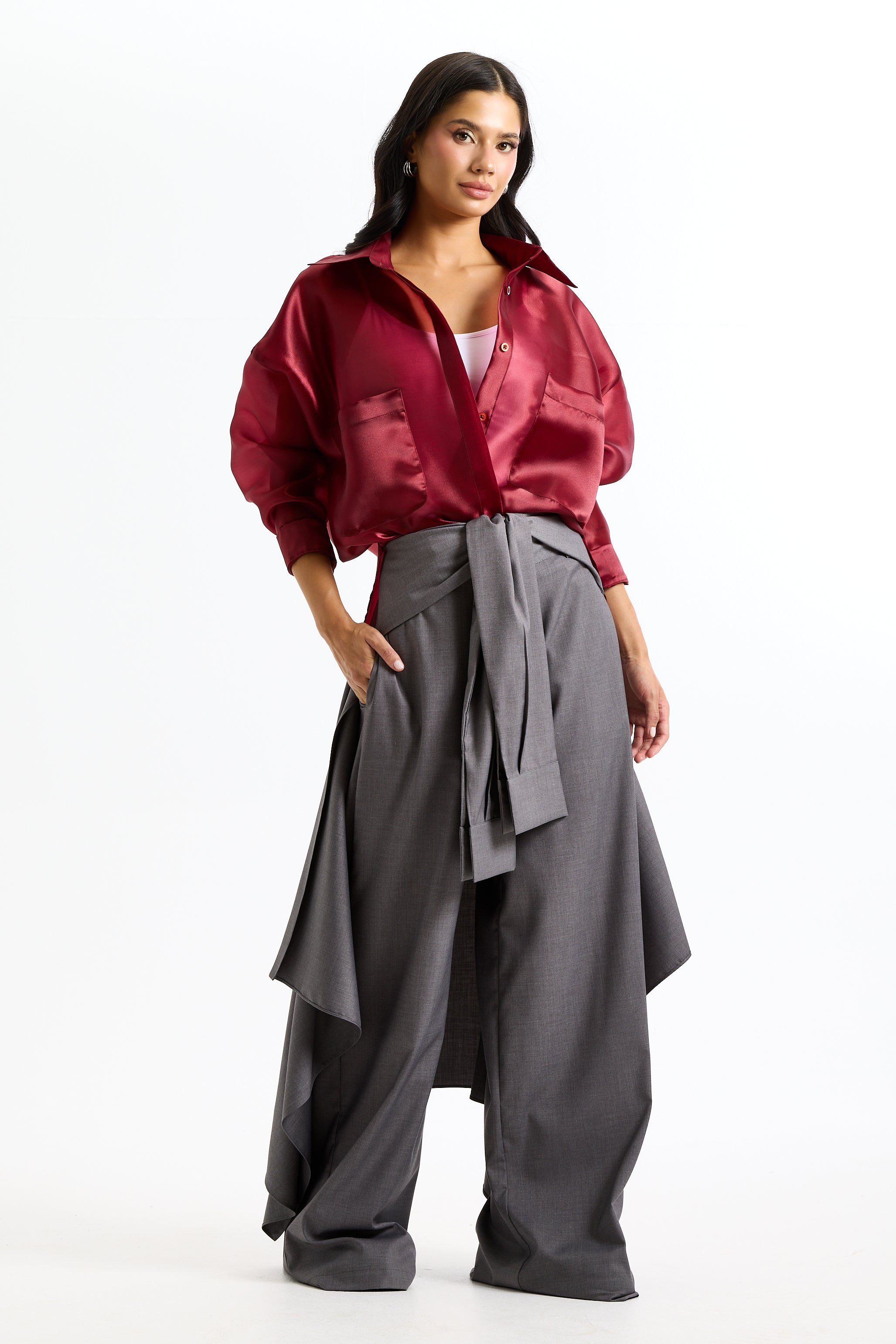 Oversize Red Organza Shirt