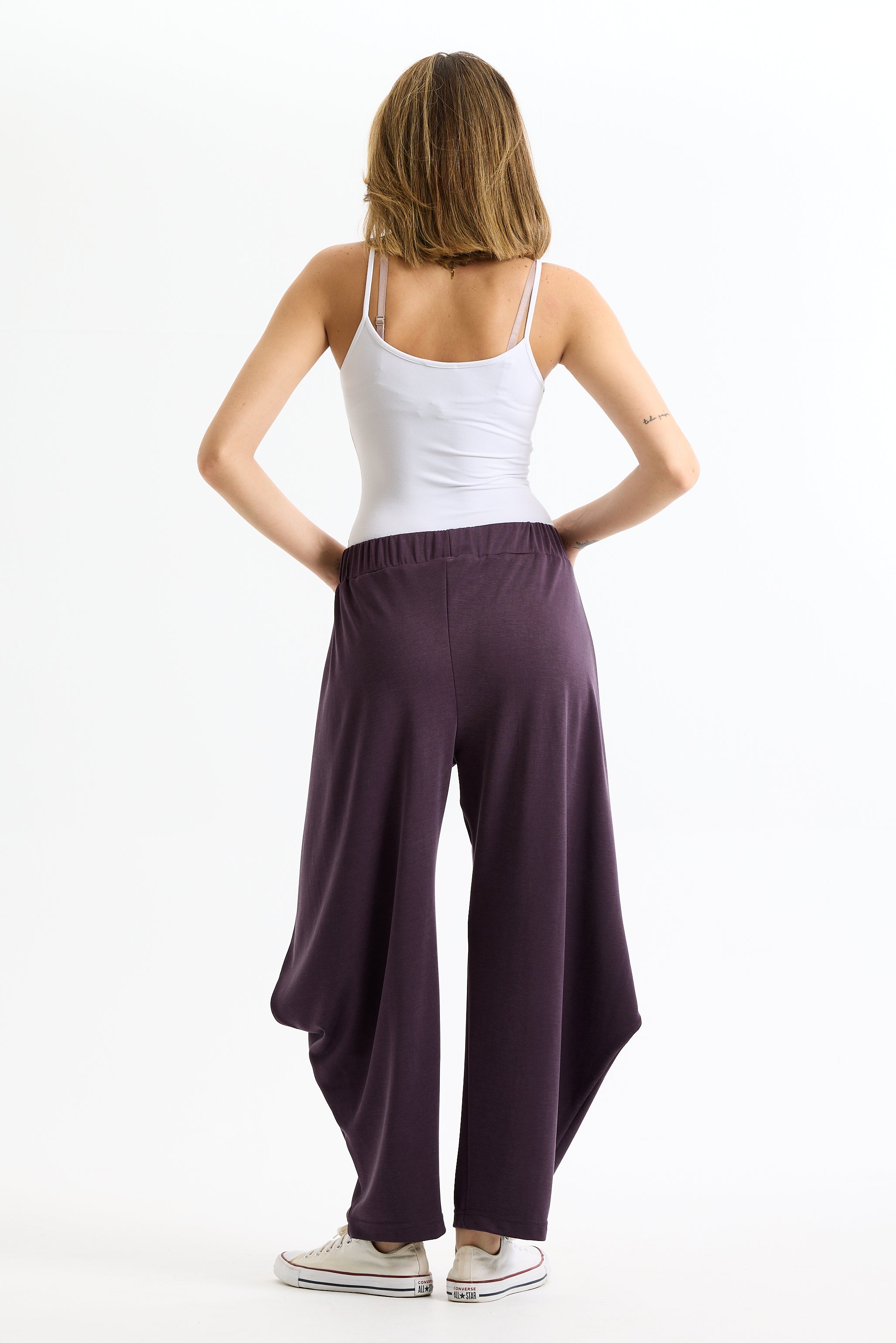 Flapped Soft Pants In Purple