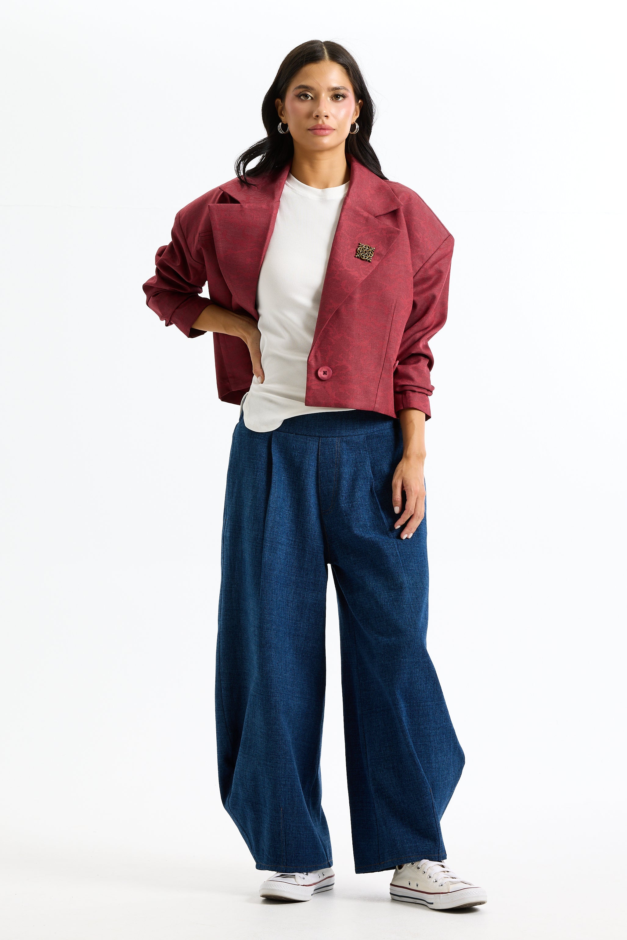 Bold Shoulders Cropped Blazer