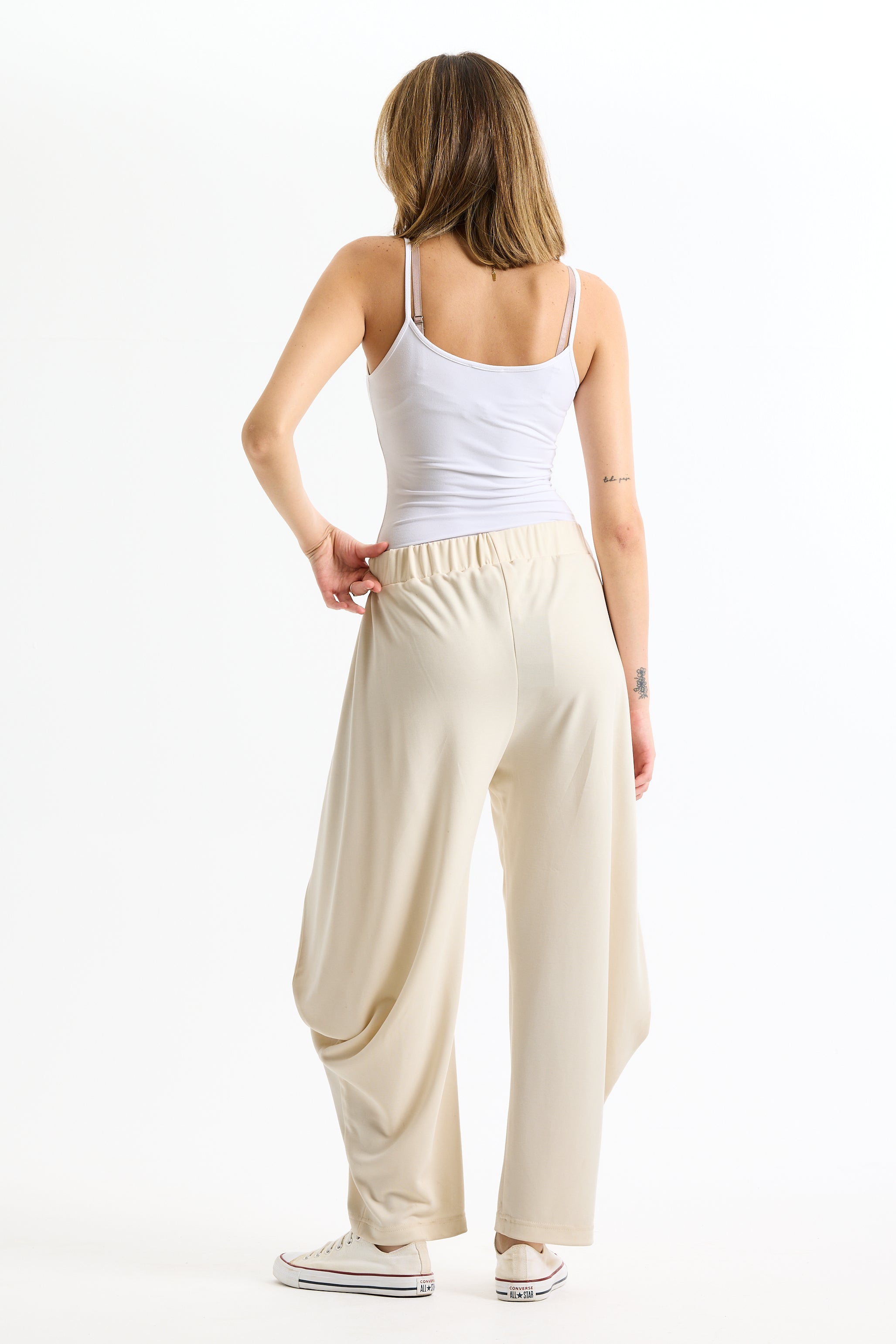Flapped Soft Pants In Cream