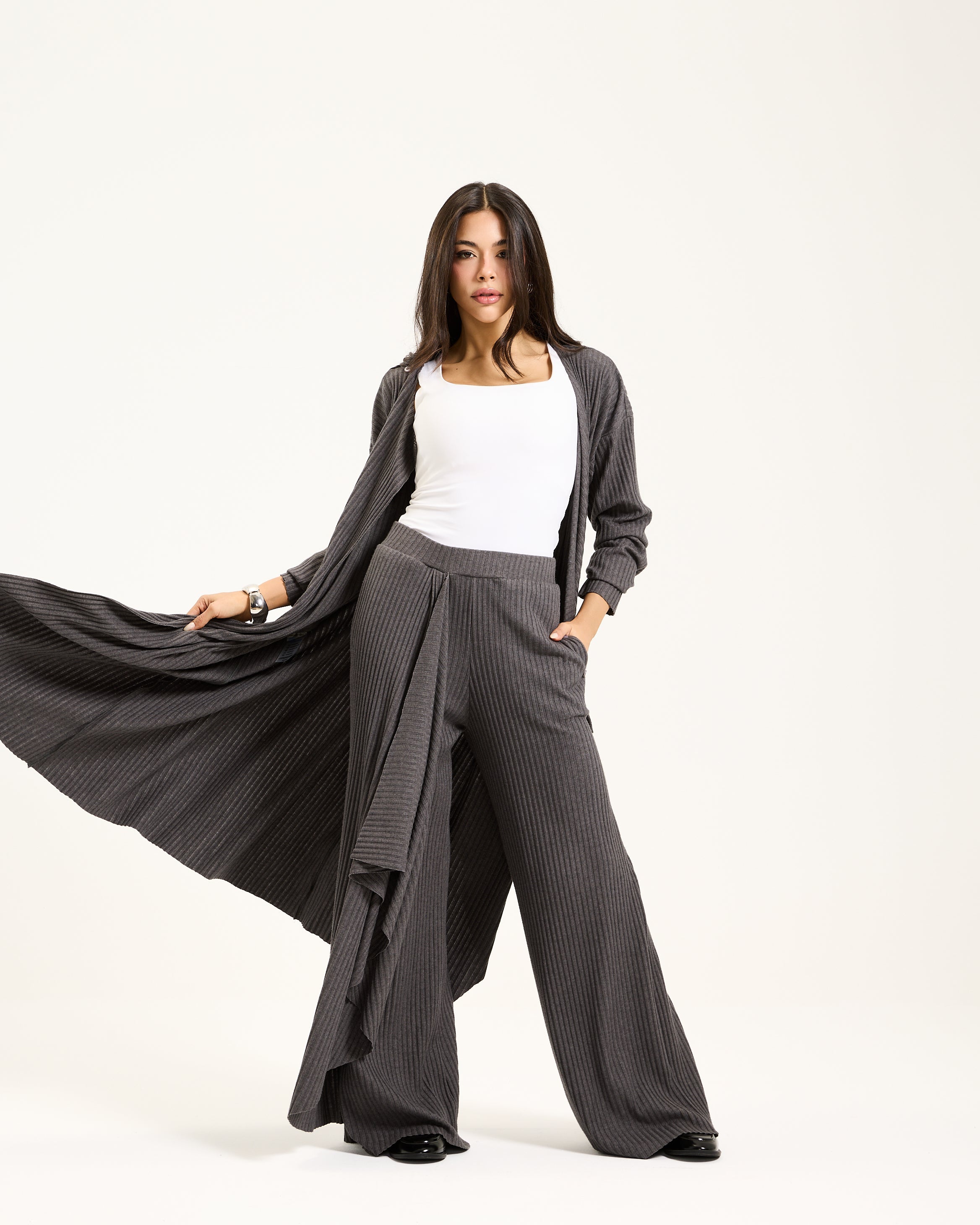 Grey Knitted Sirwal Set