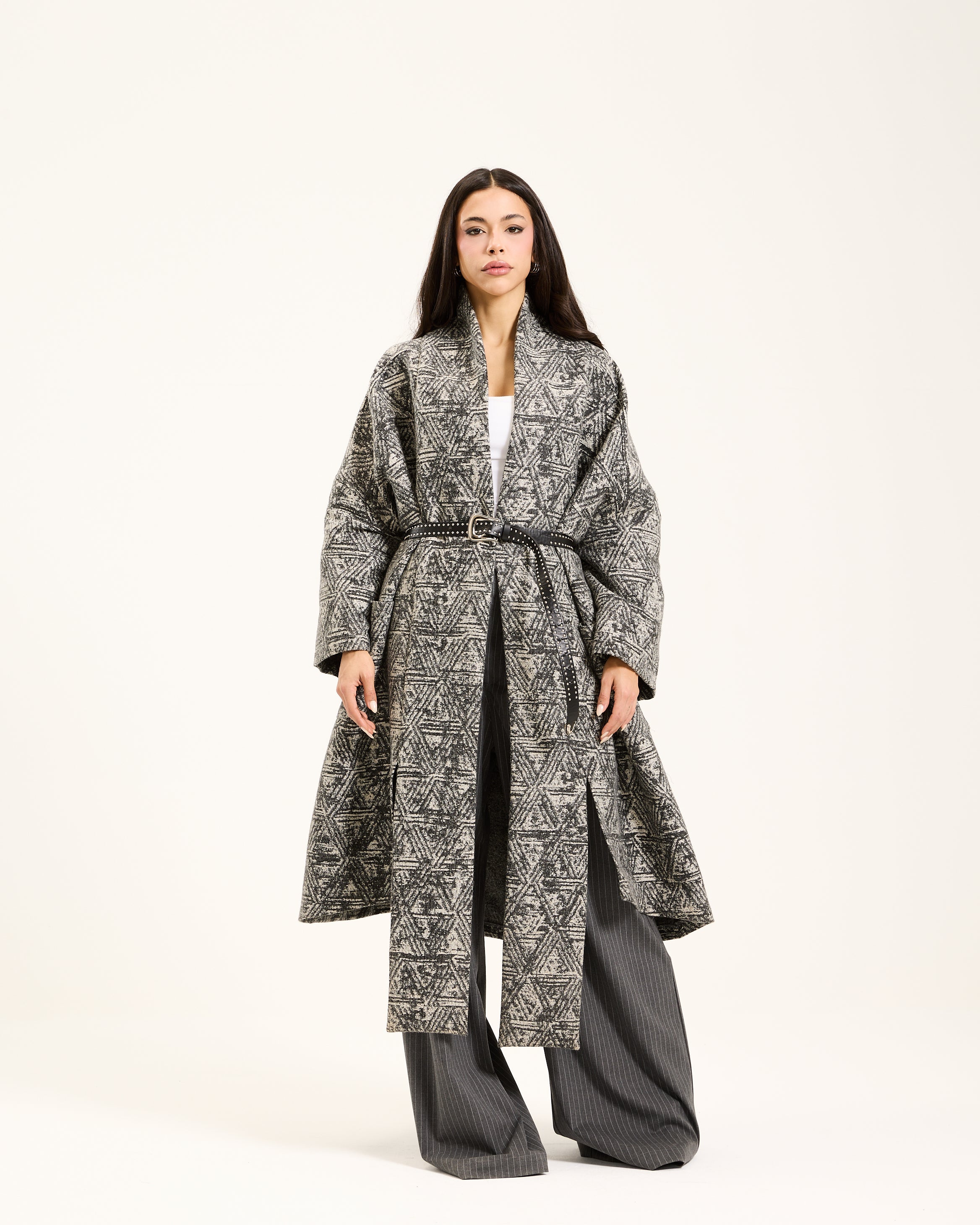 Grey Pattern Heavy Cardigan