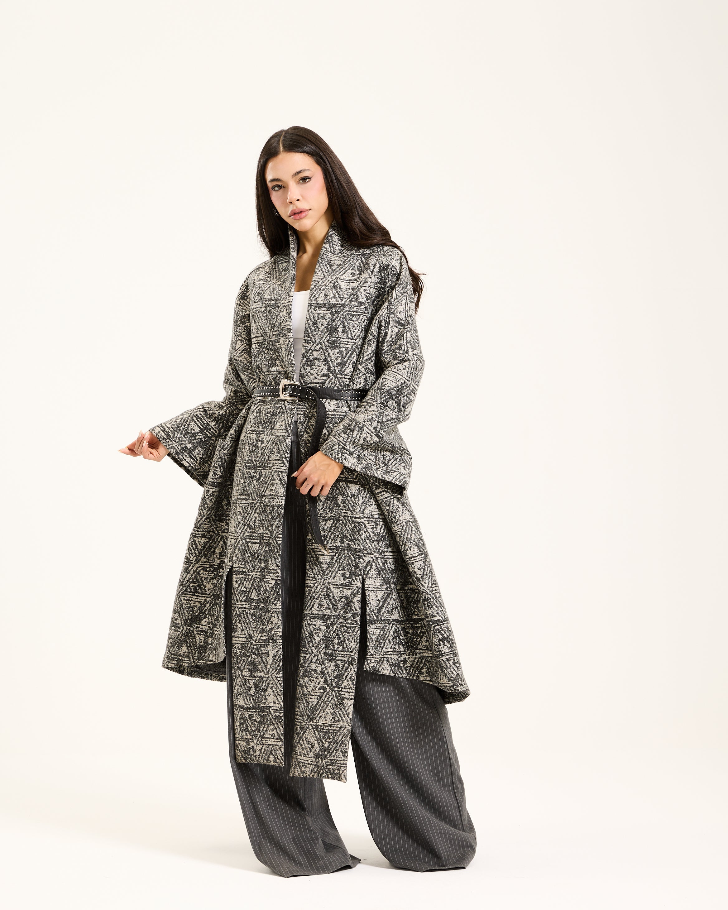 Grey Pattern Heavy Cardigan