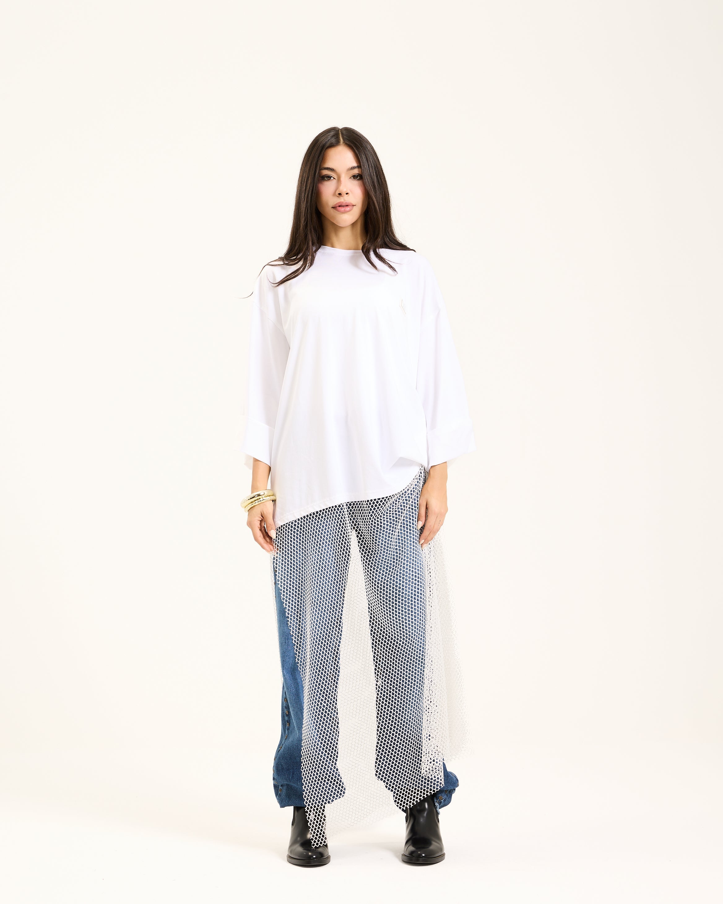 Maxi bottom net tshirt white