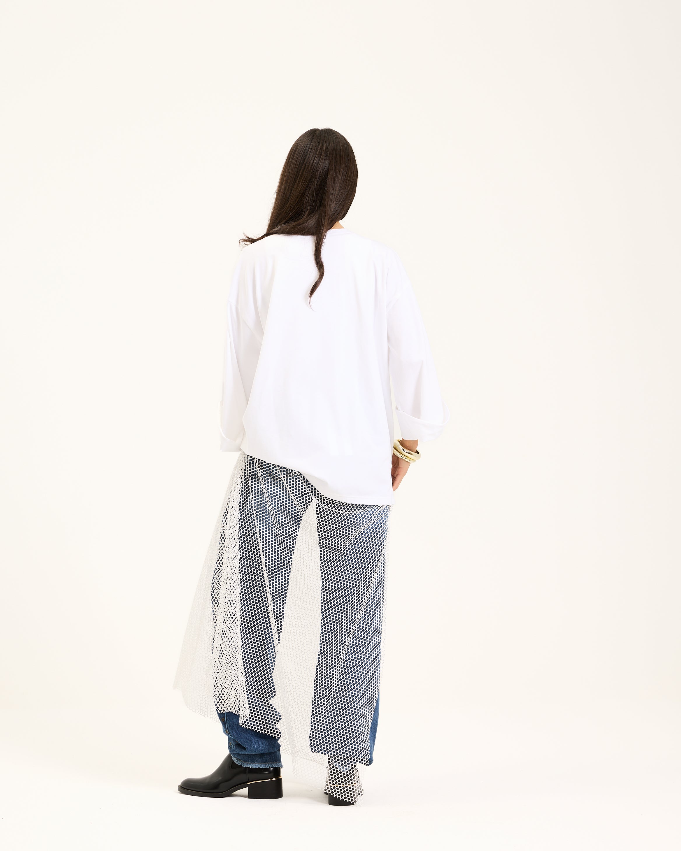 Maxi bottom net tshirt white