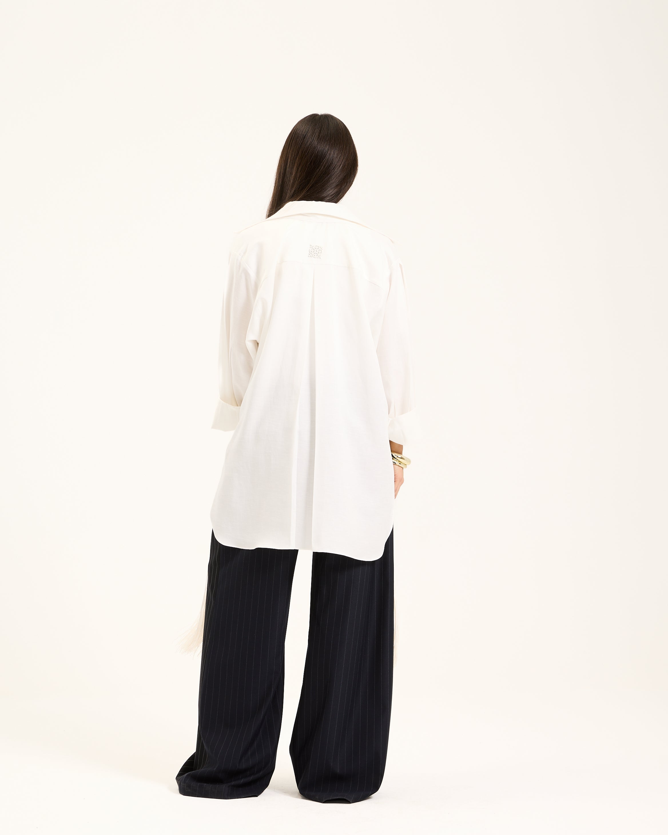 Long Fringes Tie Linen Shirt