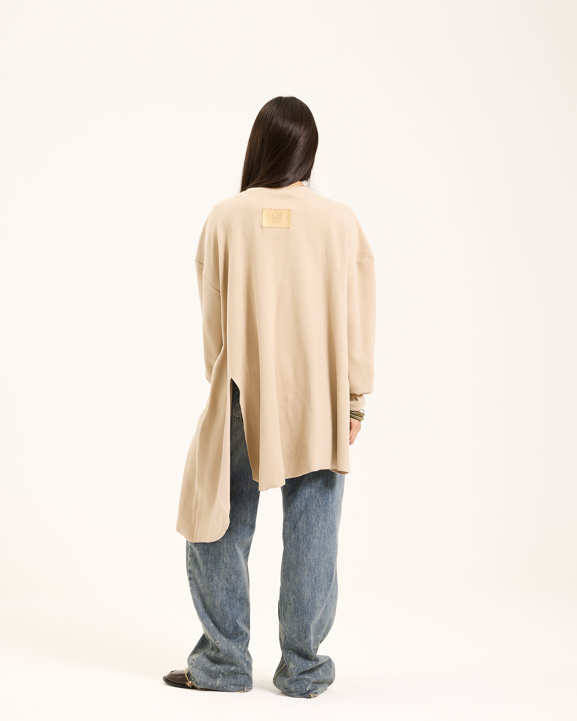 Oversize Beige Waves Top