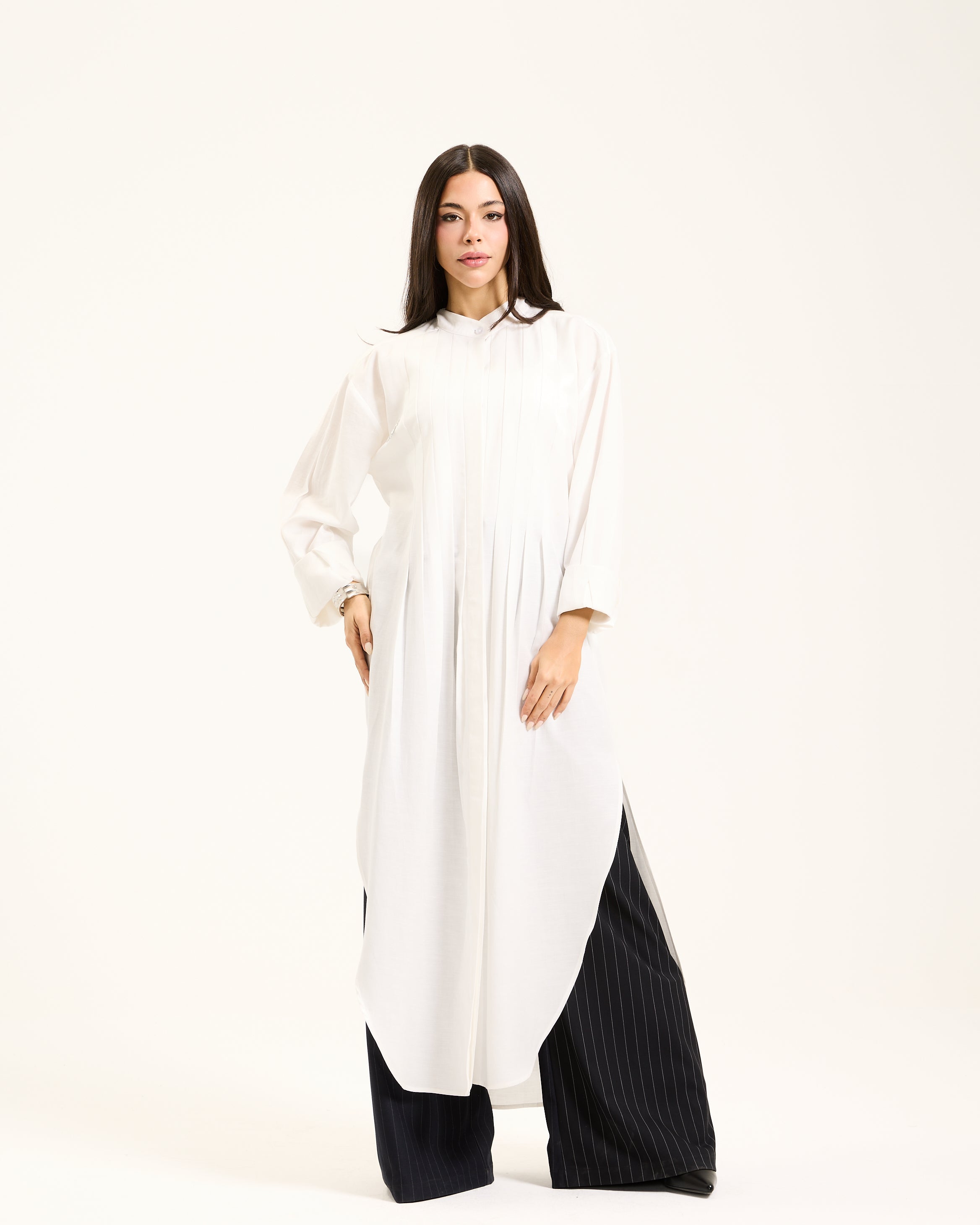 Off White Linen Maxi Shirt