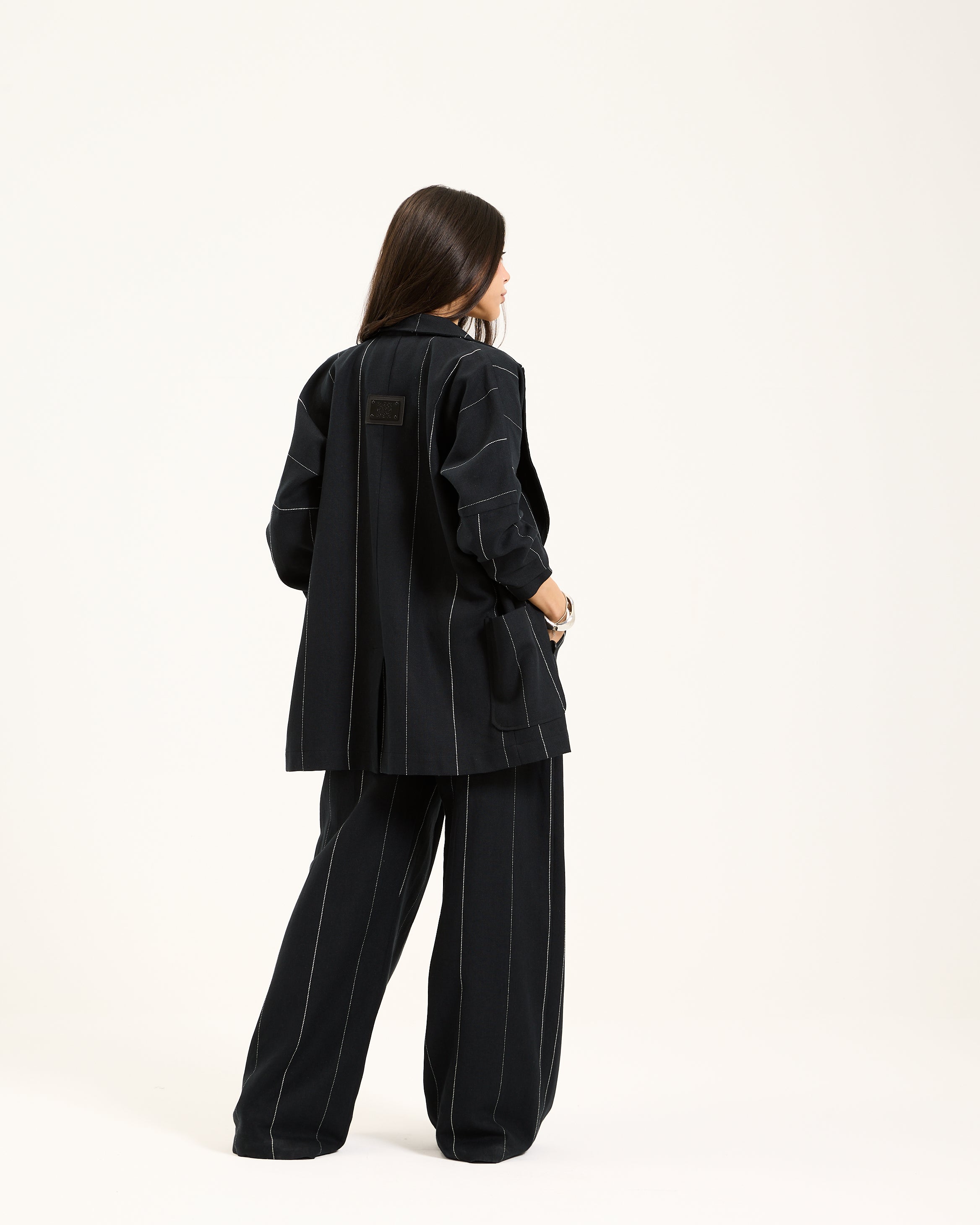 Striped Black Linen Blazer