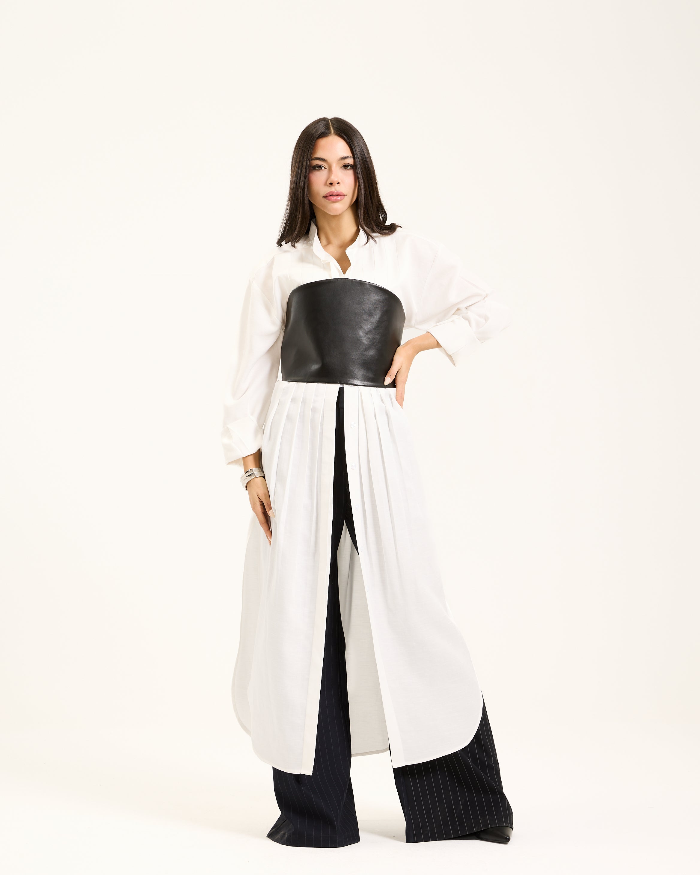 Off White Linen Maxi Shirt