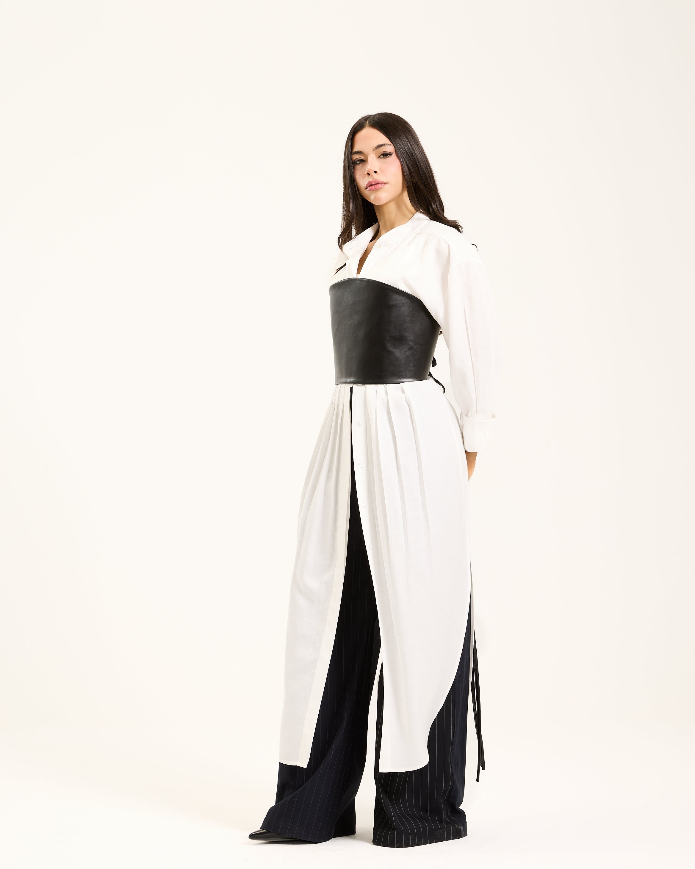 Off White Linen Maxi Shirt