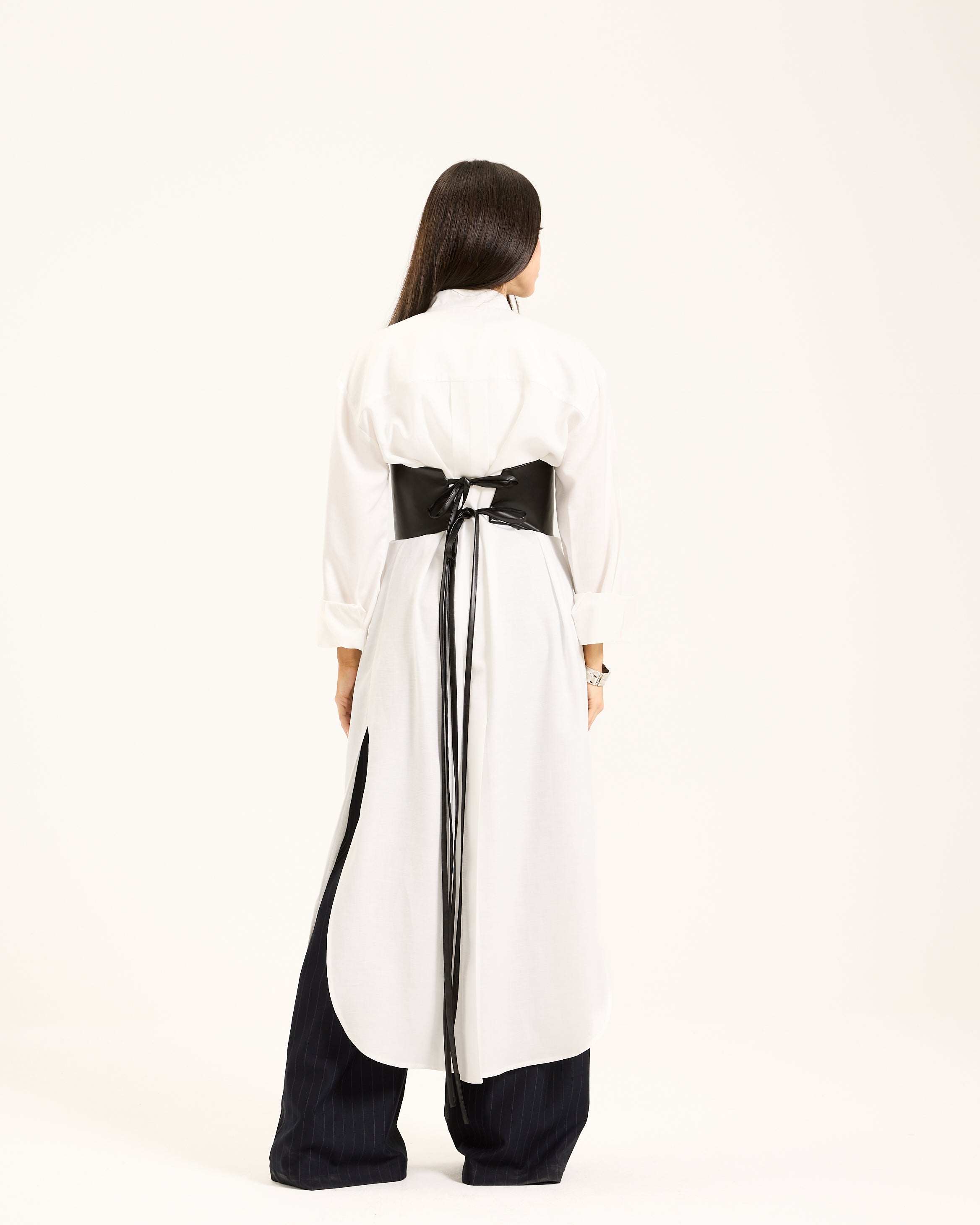 Off White Linen Maxi Shirt