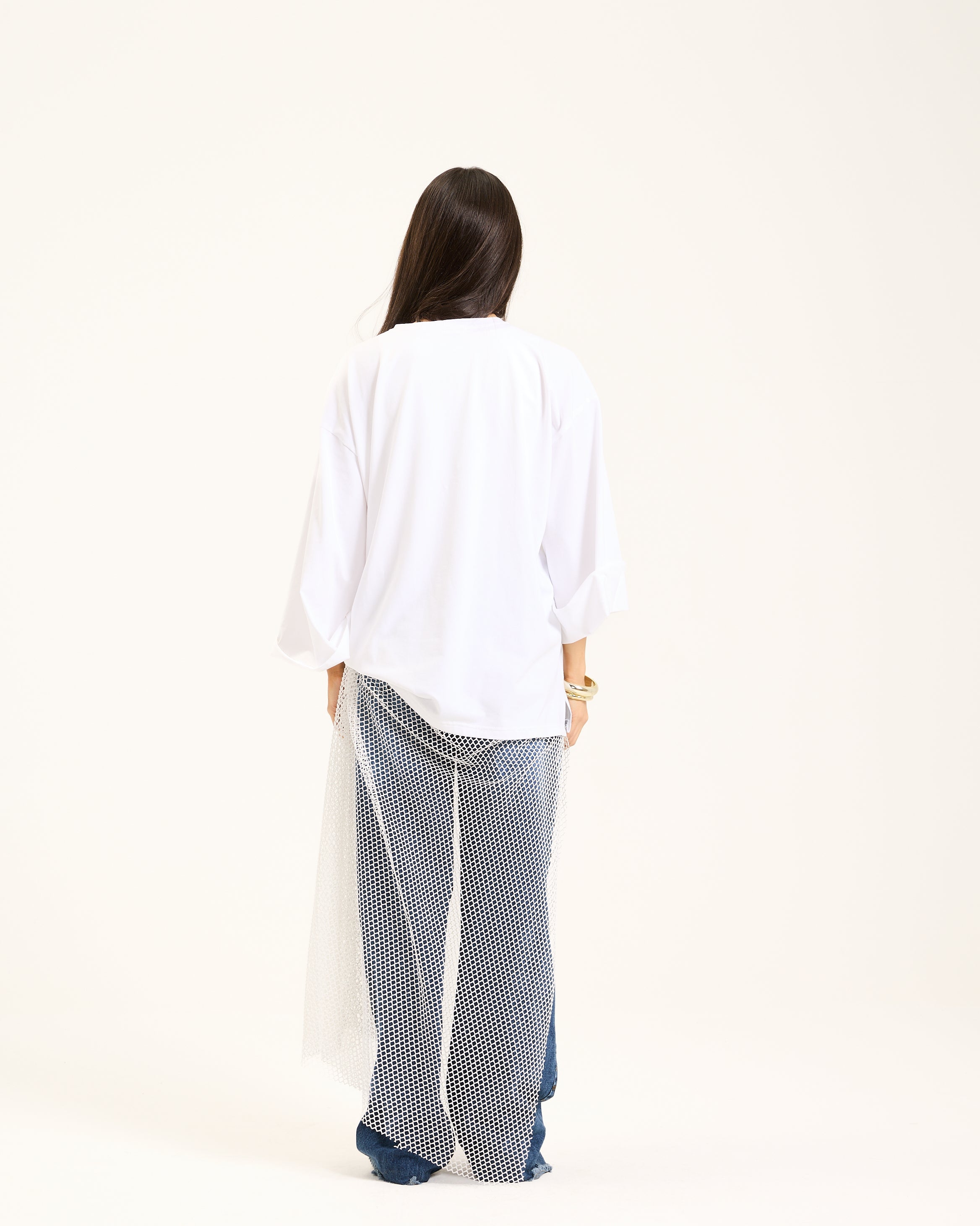 Maxi bottom net tshirt white