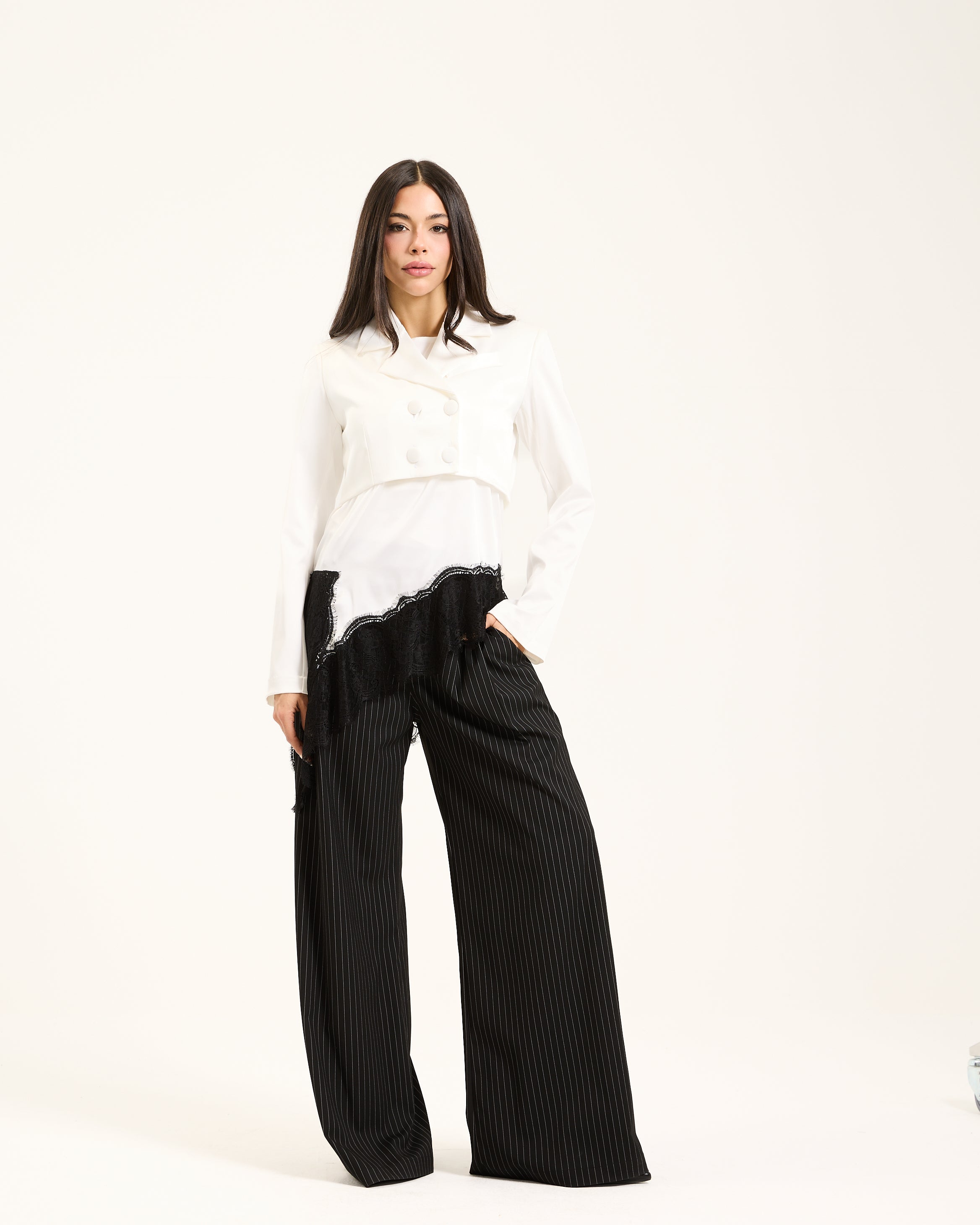Asymmetrical Lace Trim Top