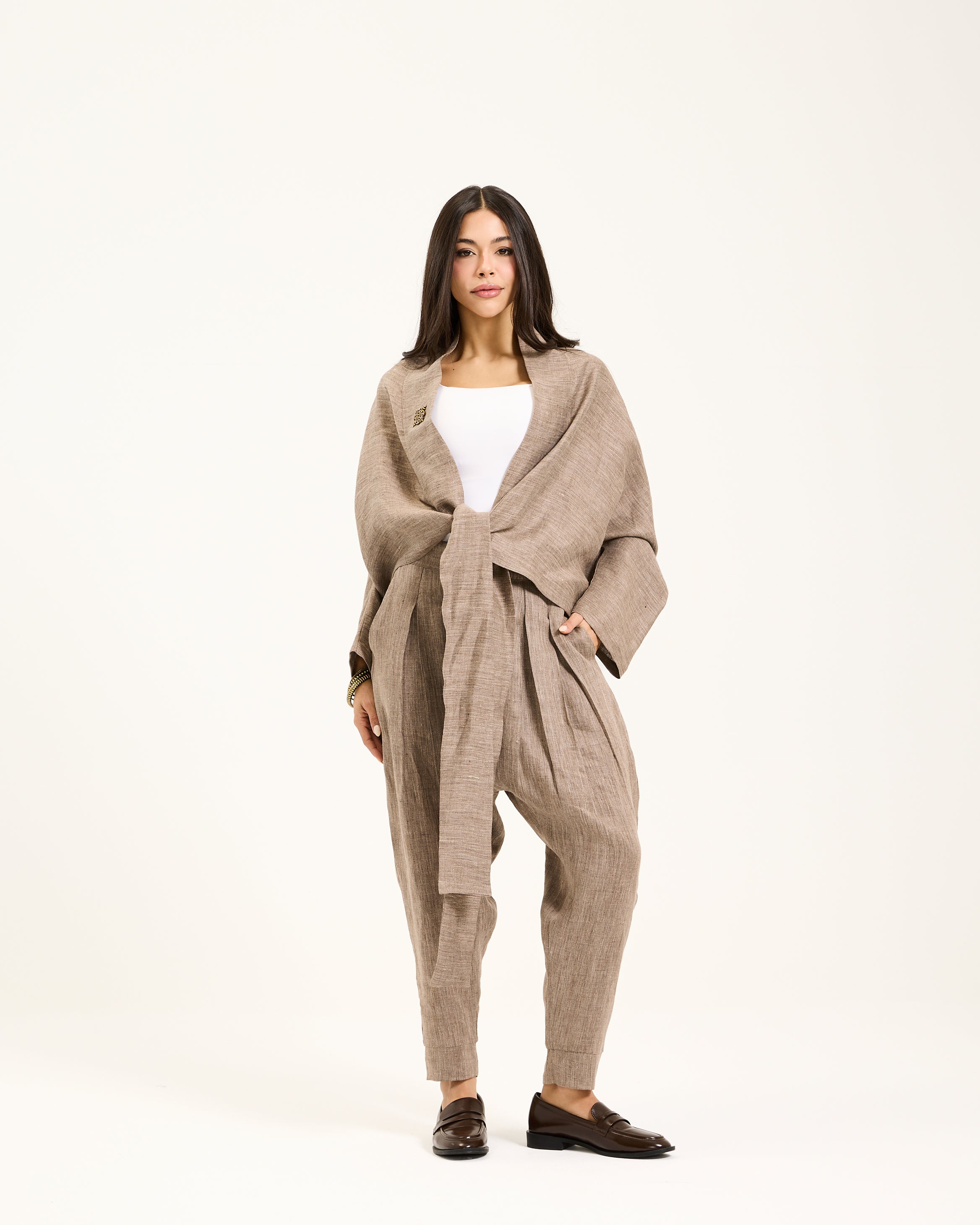 Linen Coffee Cardigan