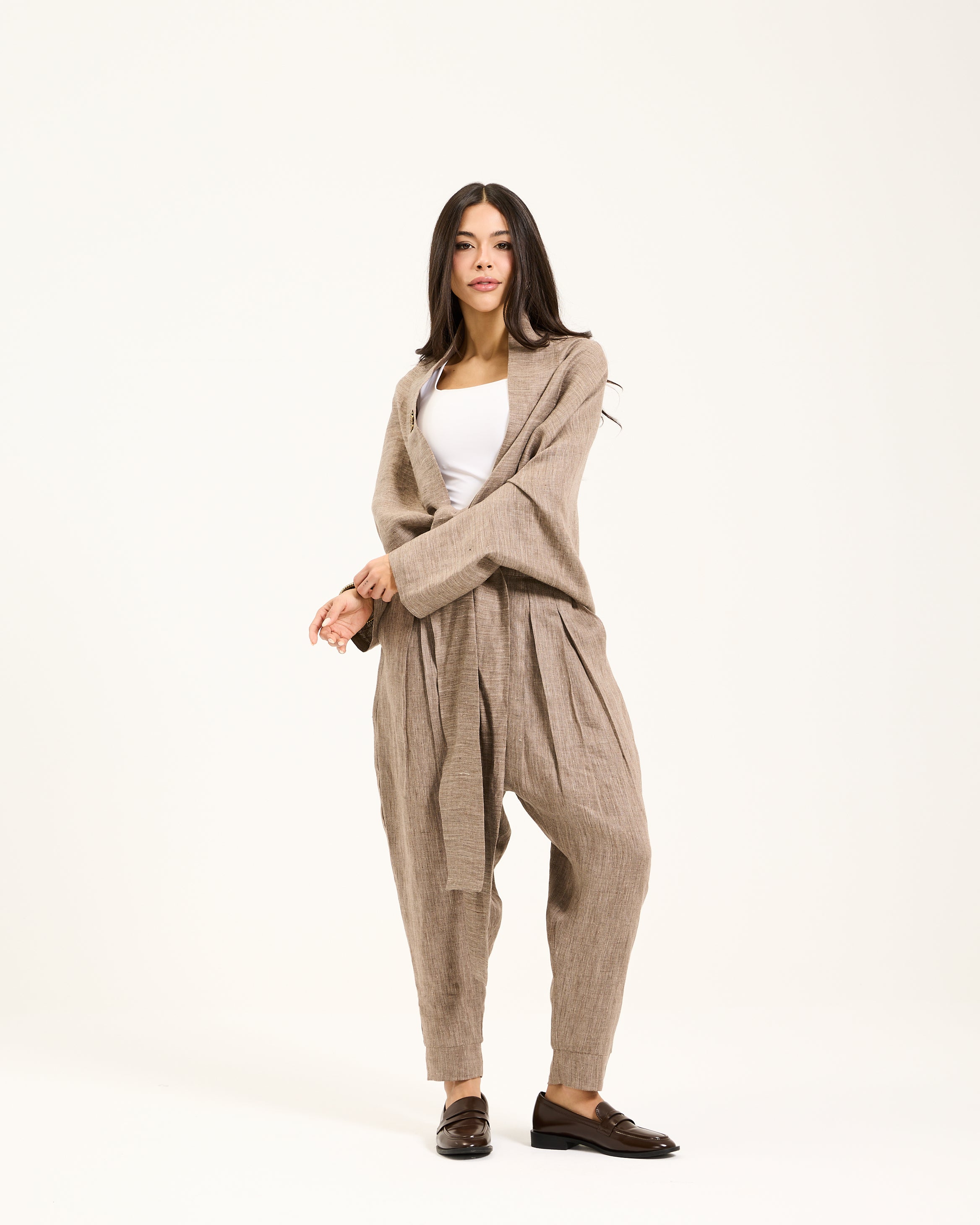 Linen Coffee Cardigan