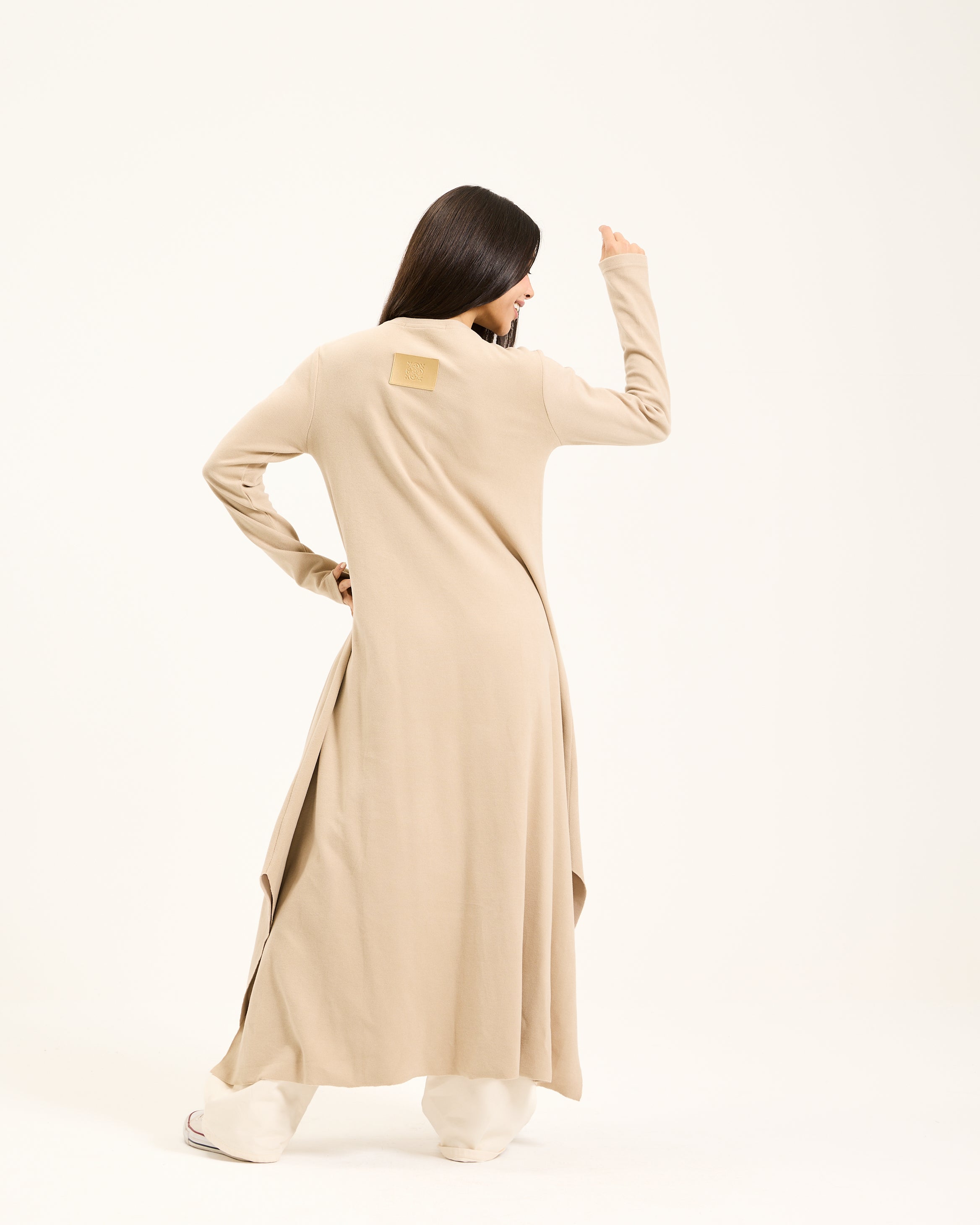 Asymmetrical Basic Dress In Beige