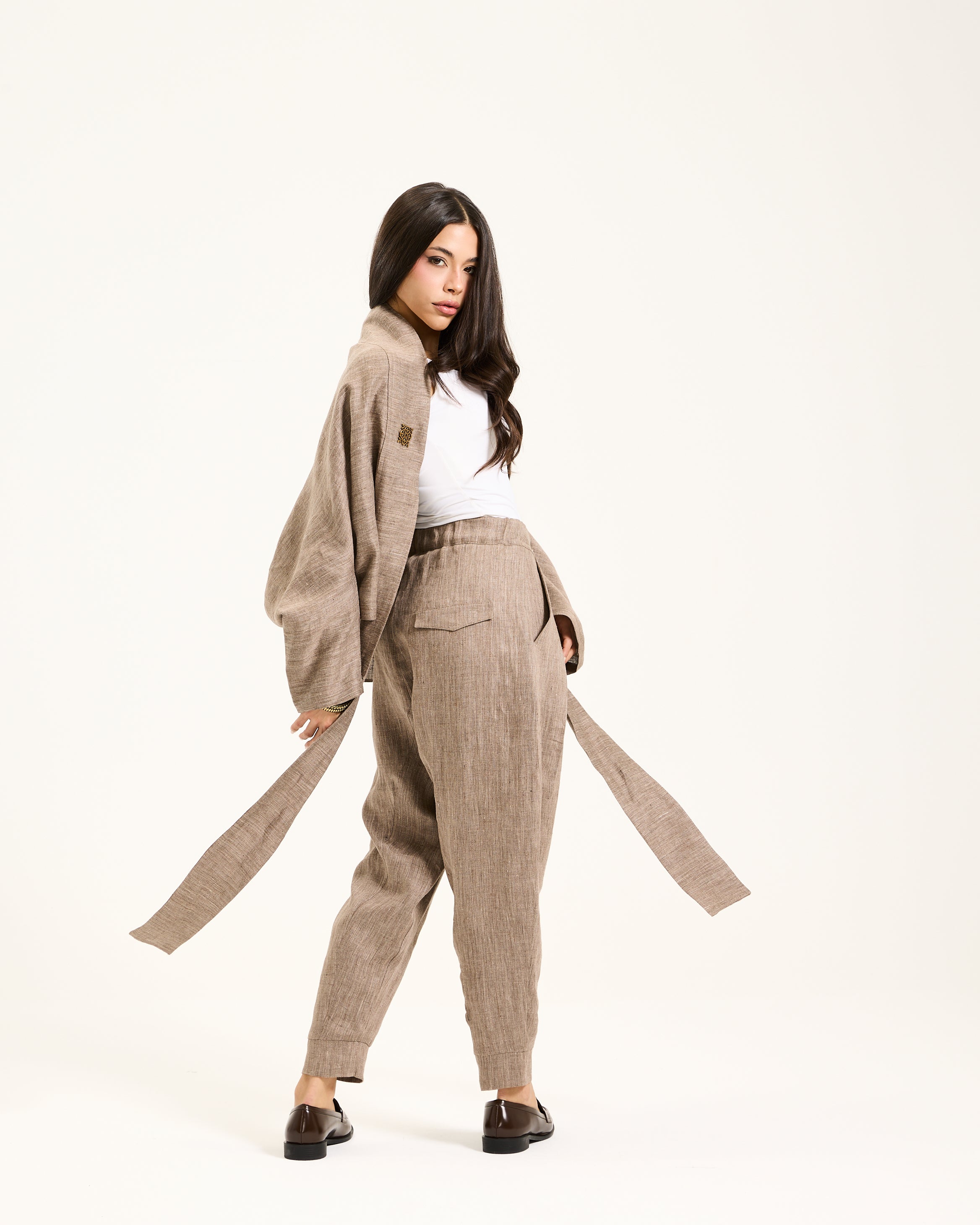 Linen Coffee Cardigan