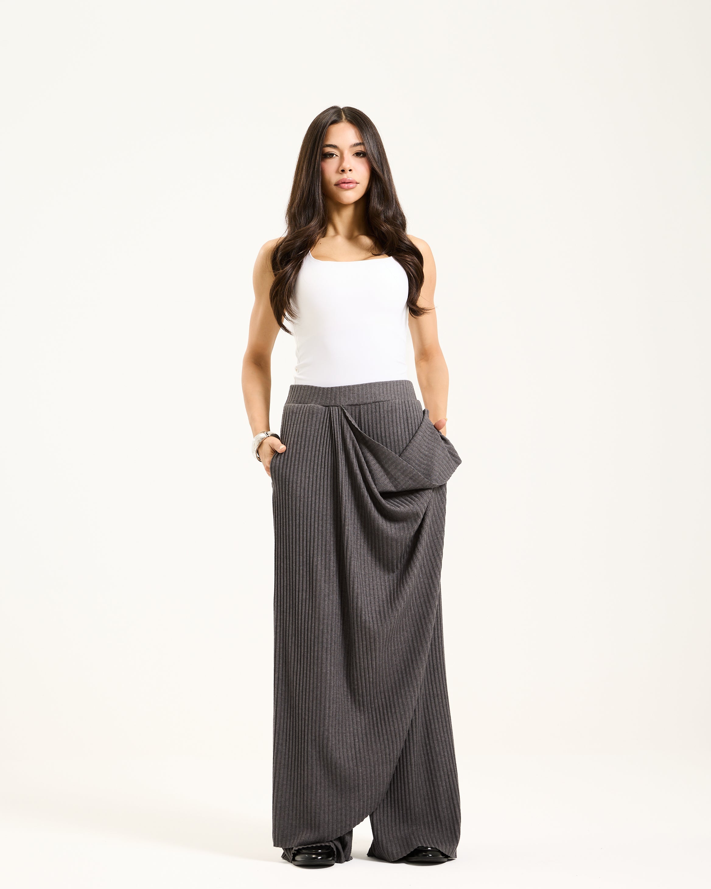 Grey Knitted Sirwal Set