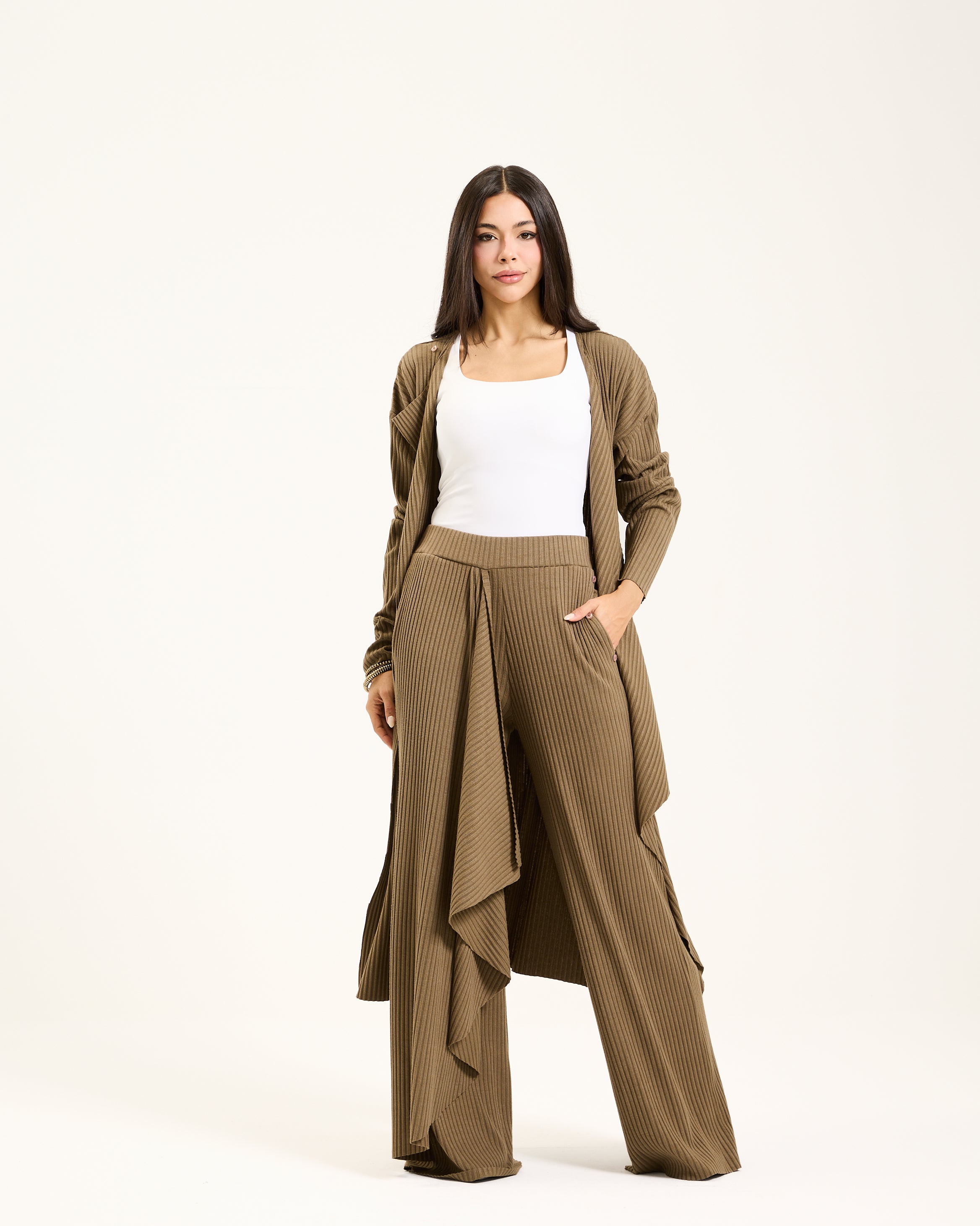 Olive Knitted Sirwal Set