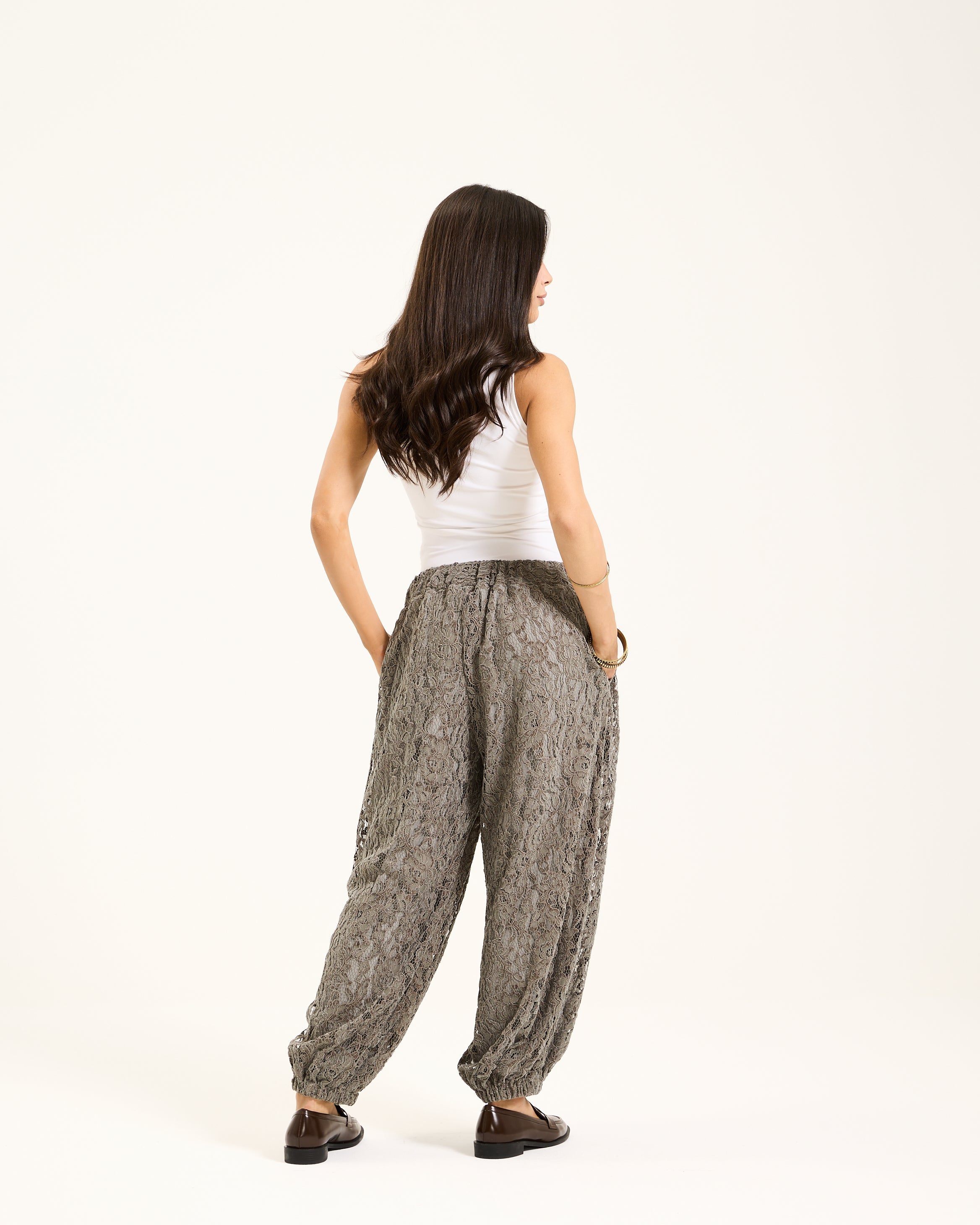 Grey Lace Balloon Pants