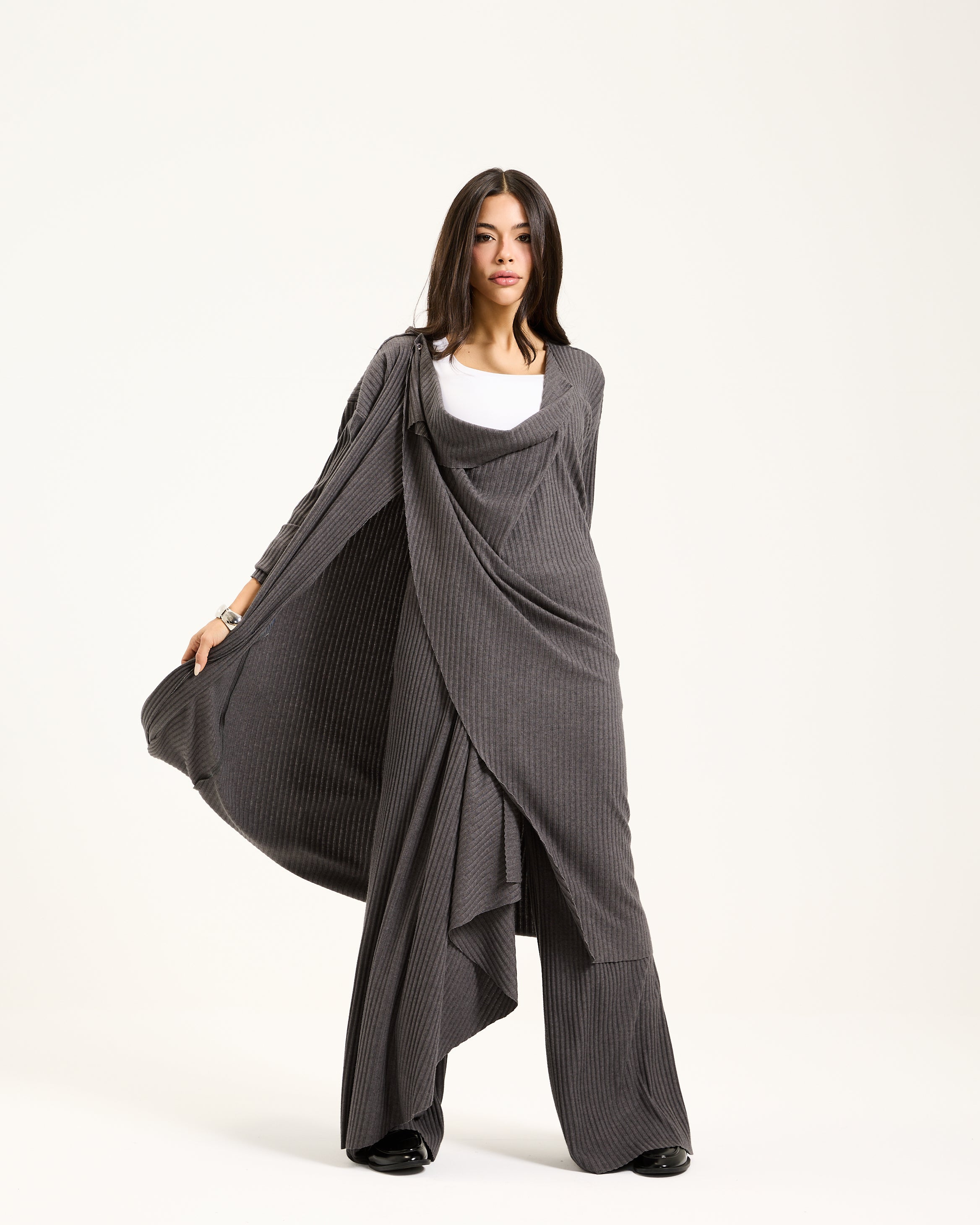 Grey Knitted Sirwal Set