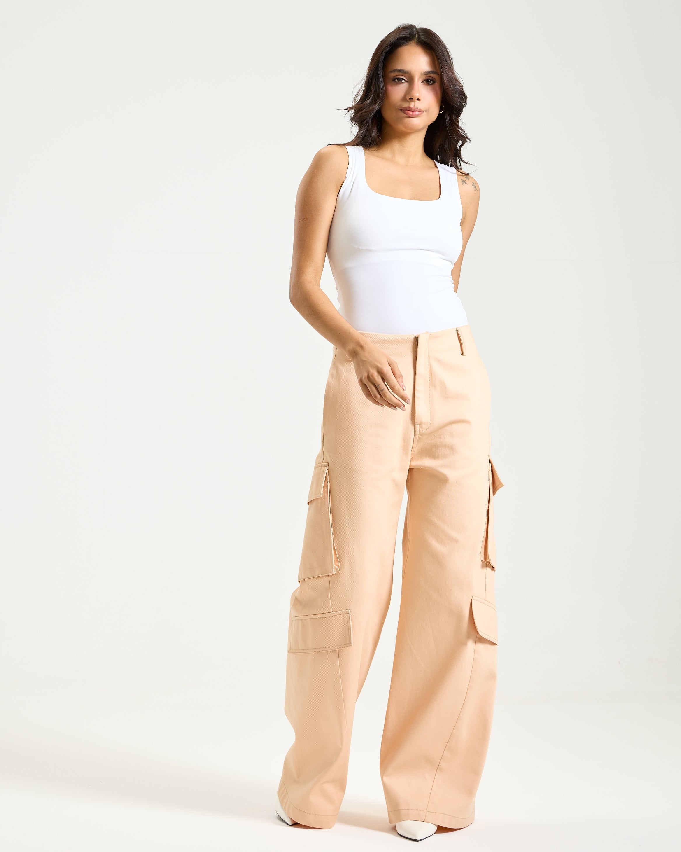 Peach Twisted Cargo Pants
