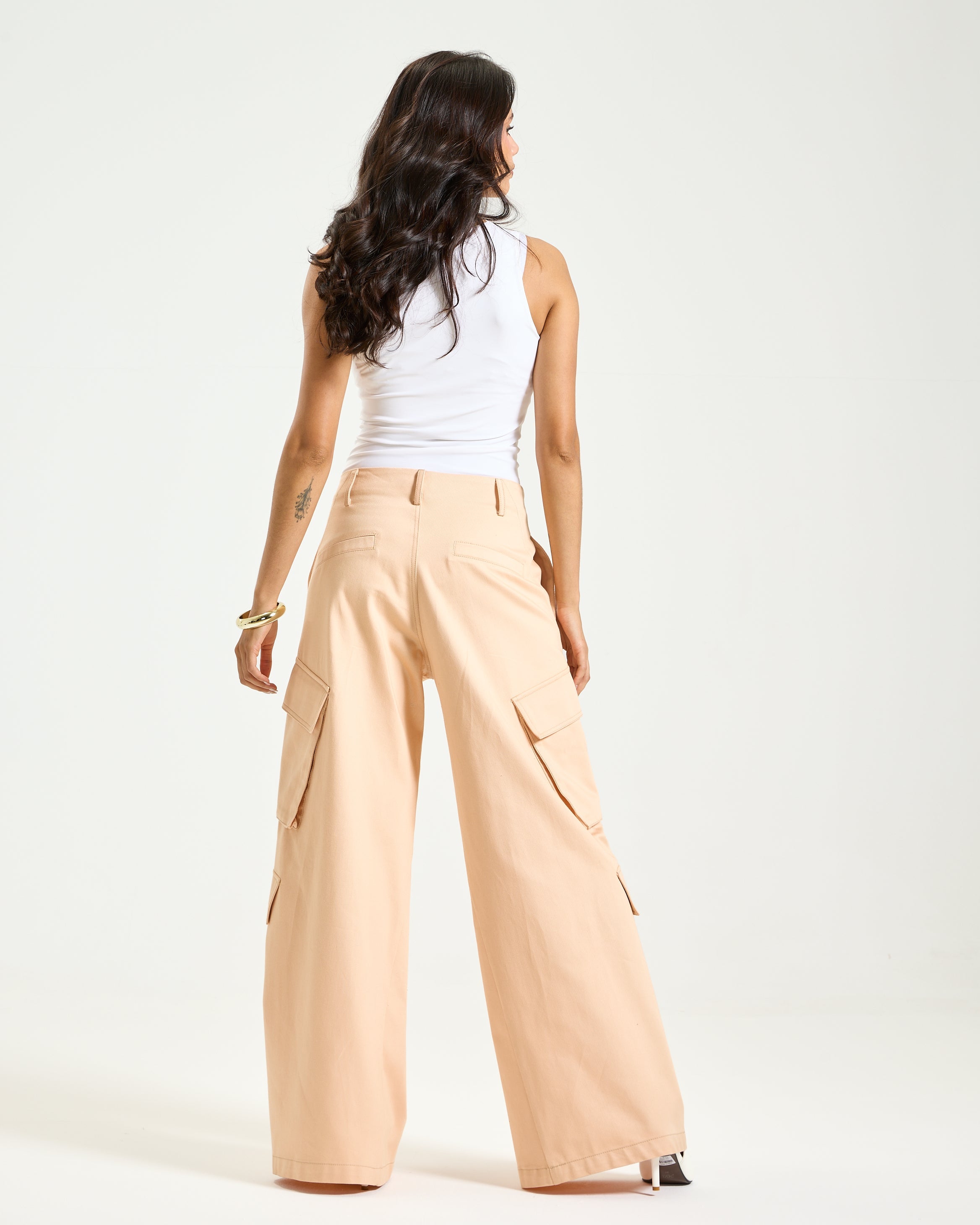 Peach Twisted Cargo Pants