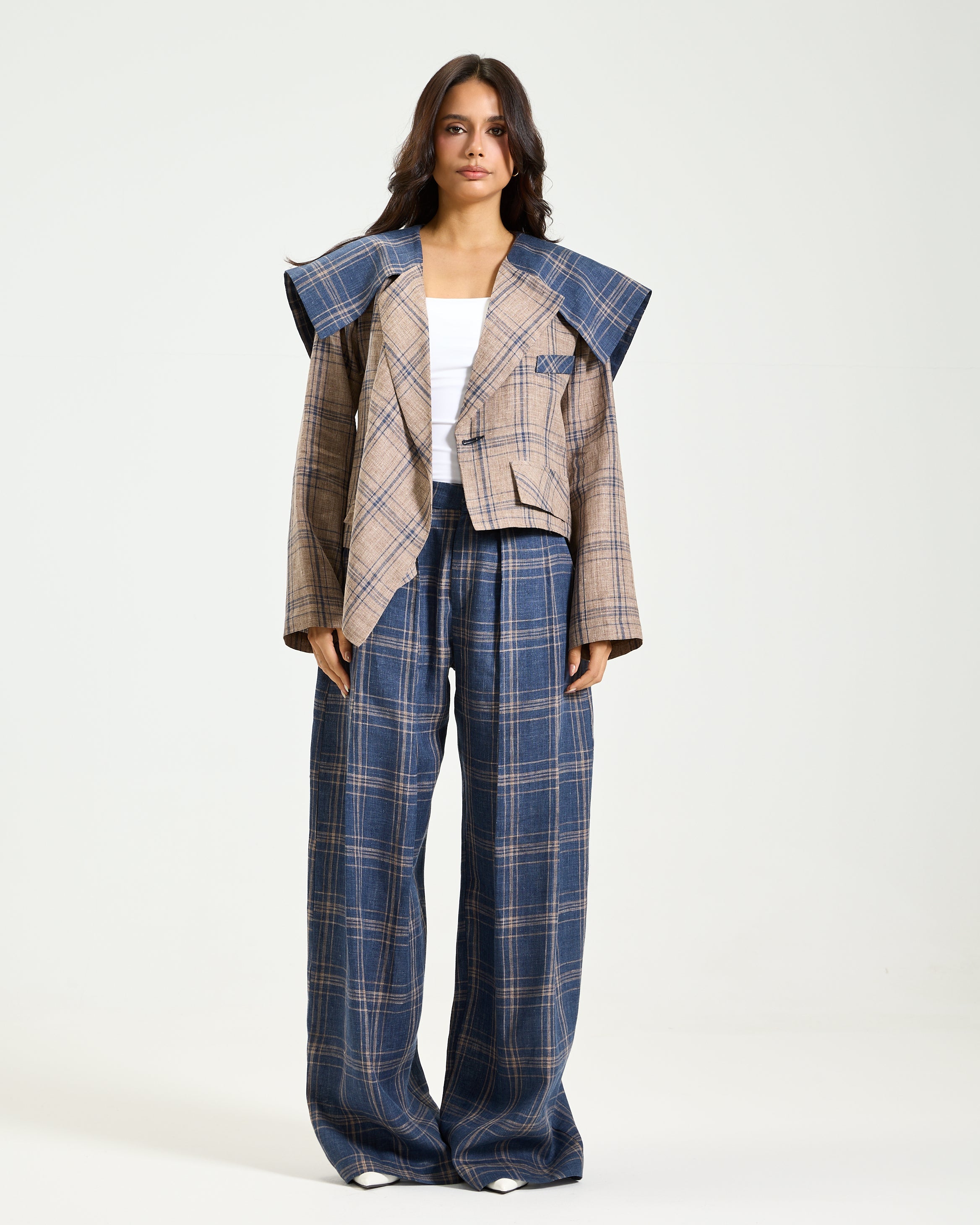 Checker Linen Beige Jacket