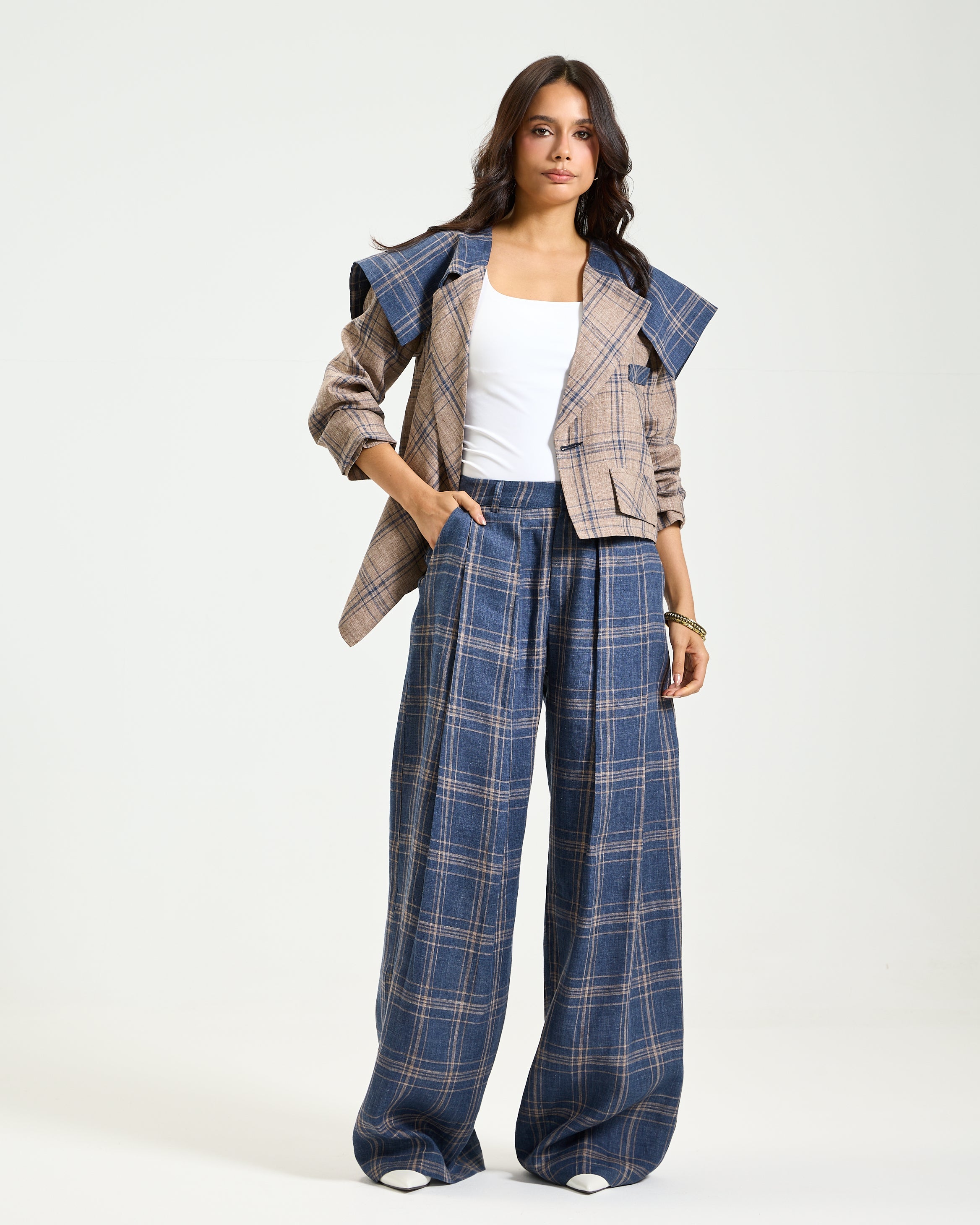 Checker Linen Beige Jacket