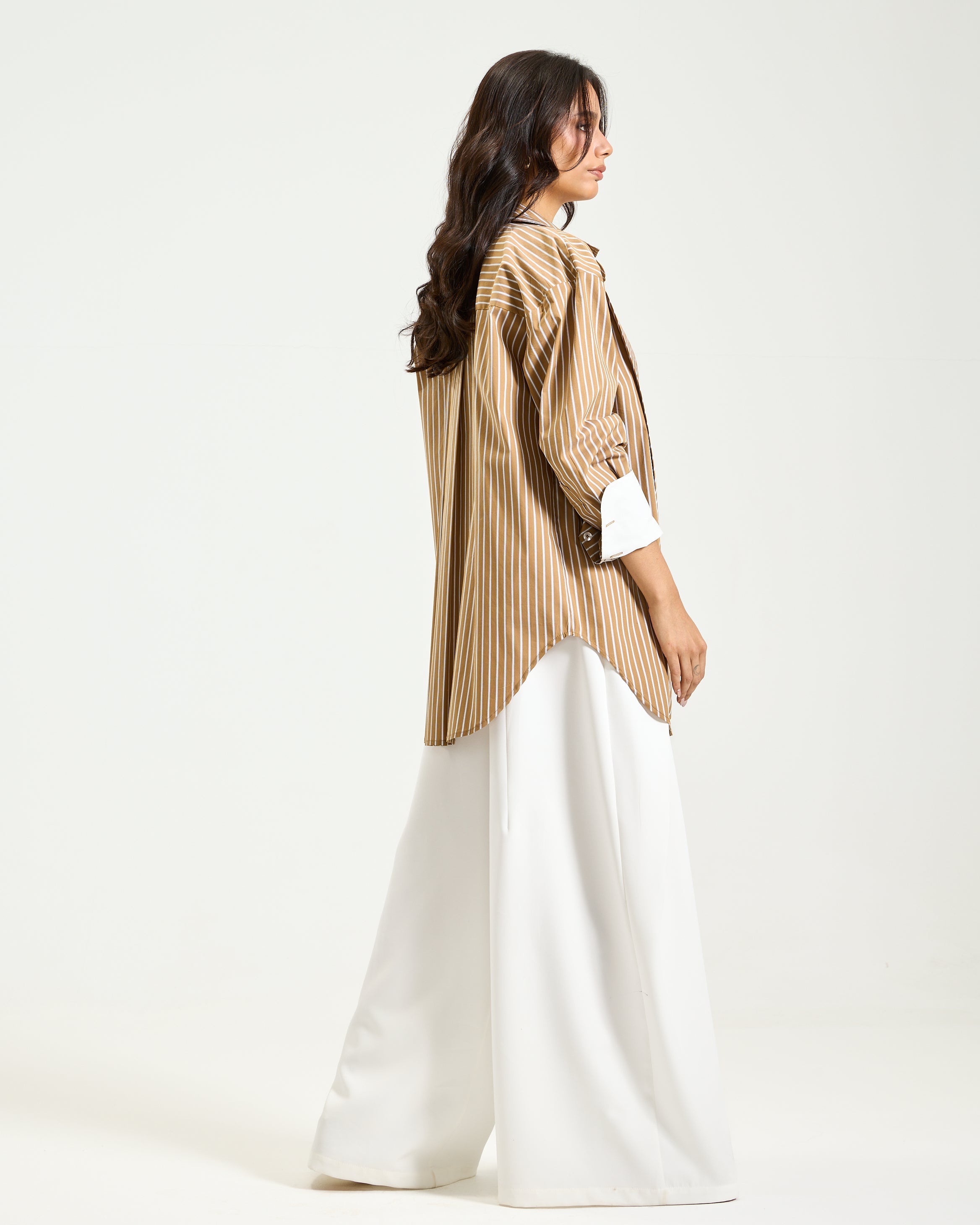 Oversize Tie Shirt In Camel