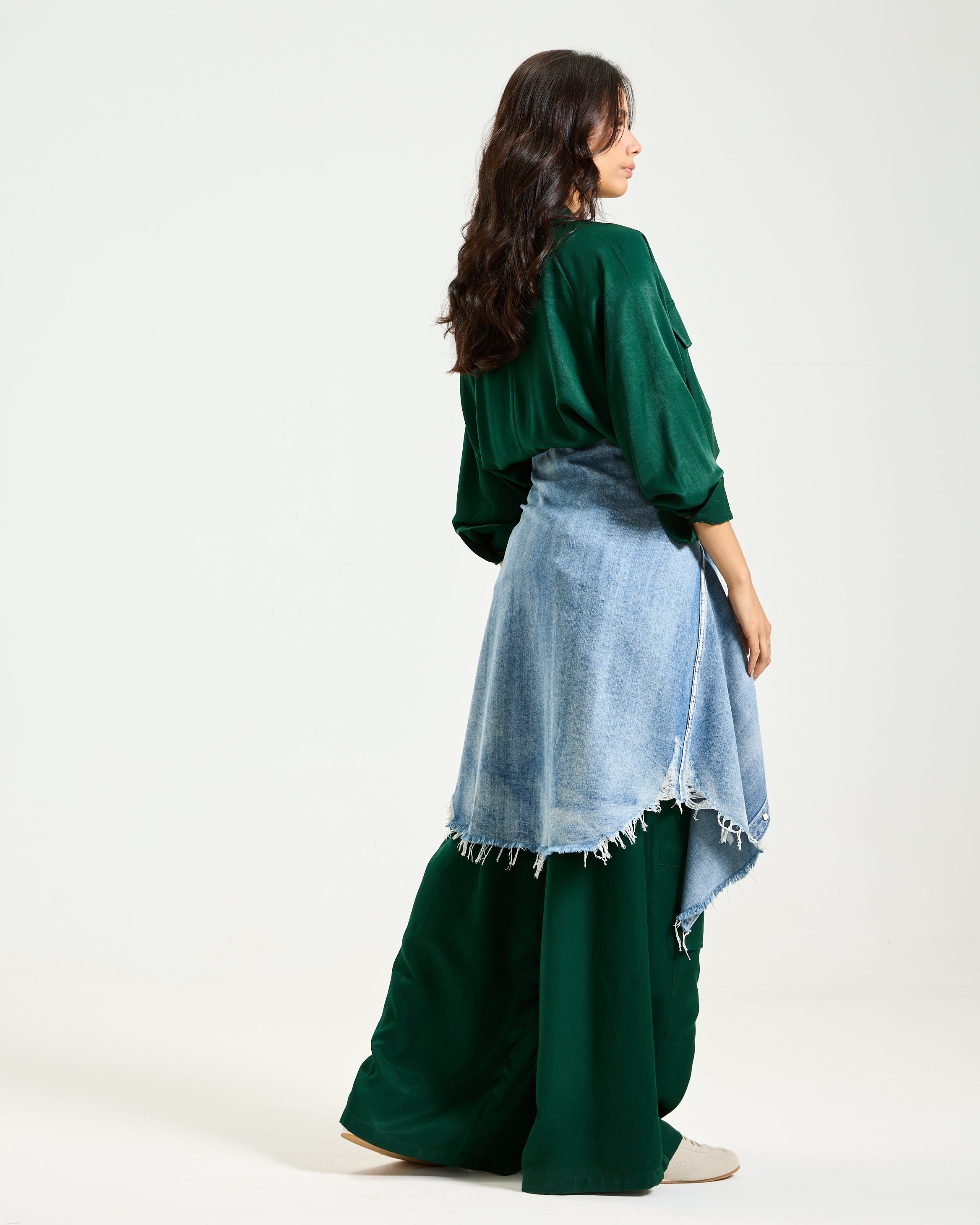 Wide Leg Cargo Jumpsuit In Green