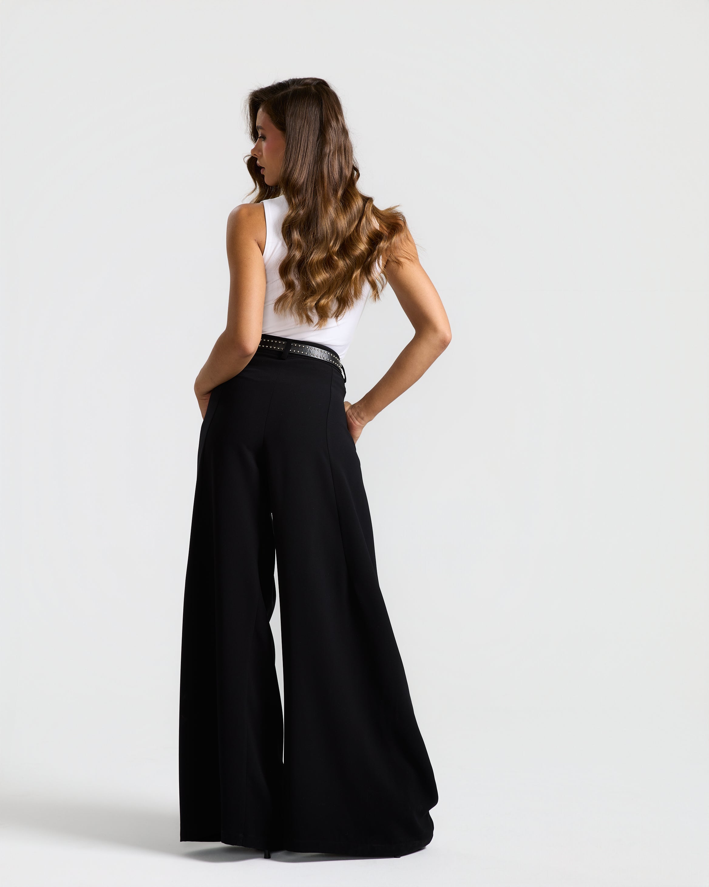 Flapped Front Wide Leg In Black