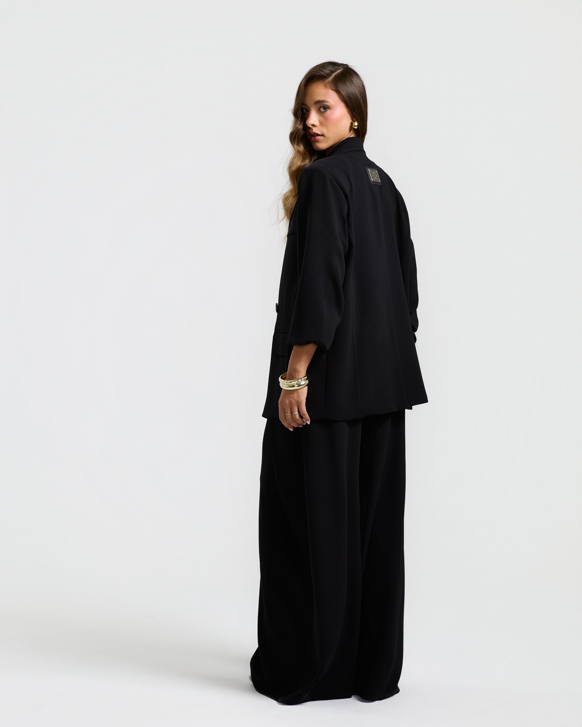 Flapped Front Wide Leg In Black