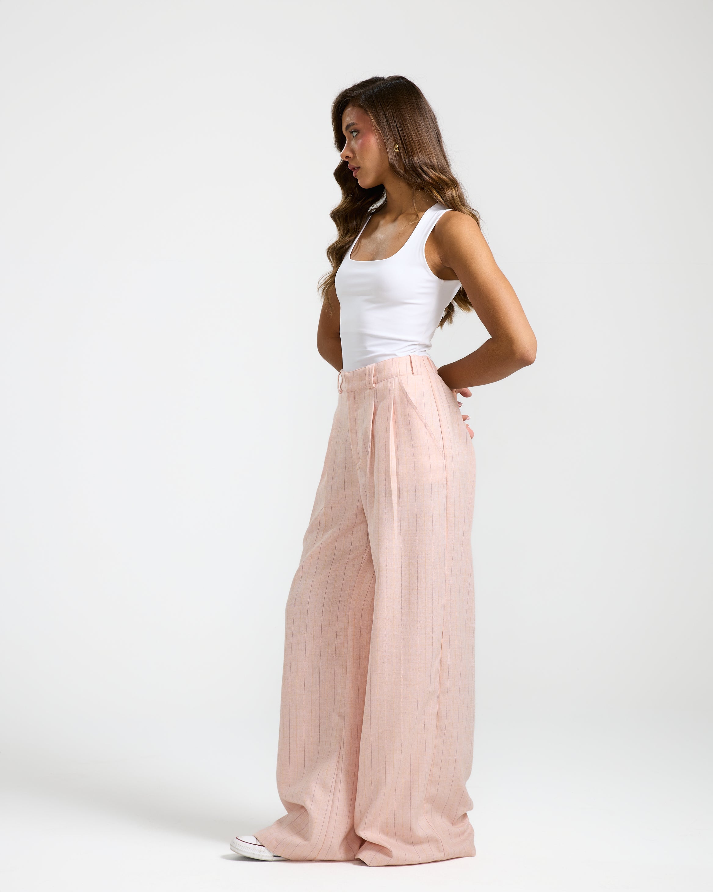 Elastic Back Waist Classic Pink Pants