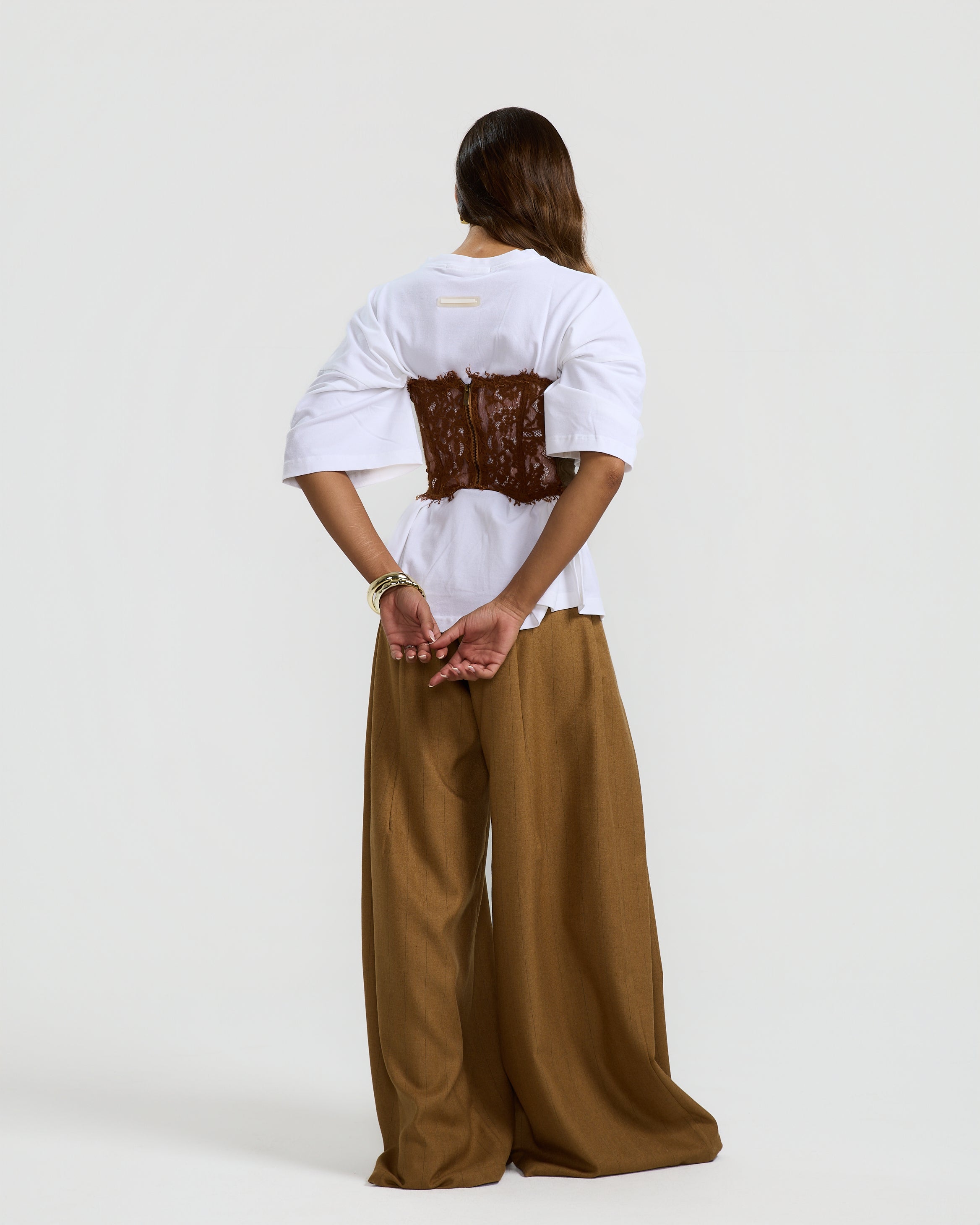 Wool Lace Corset Camel