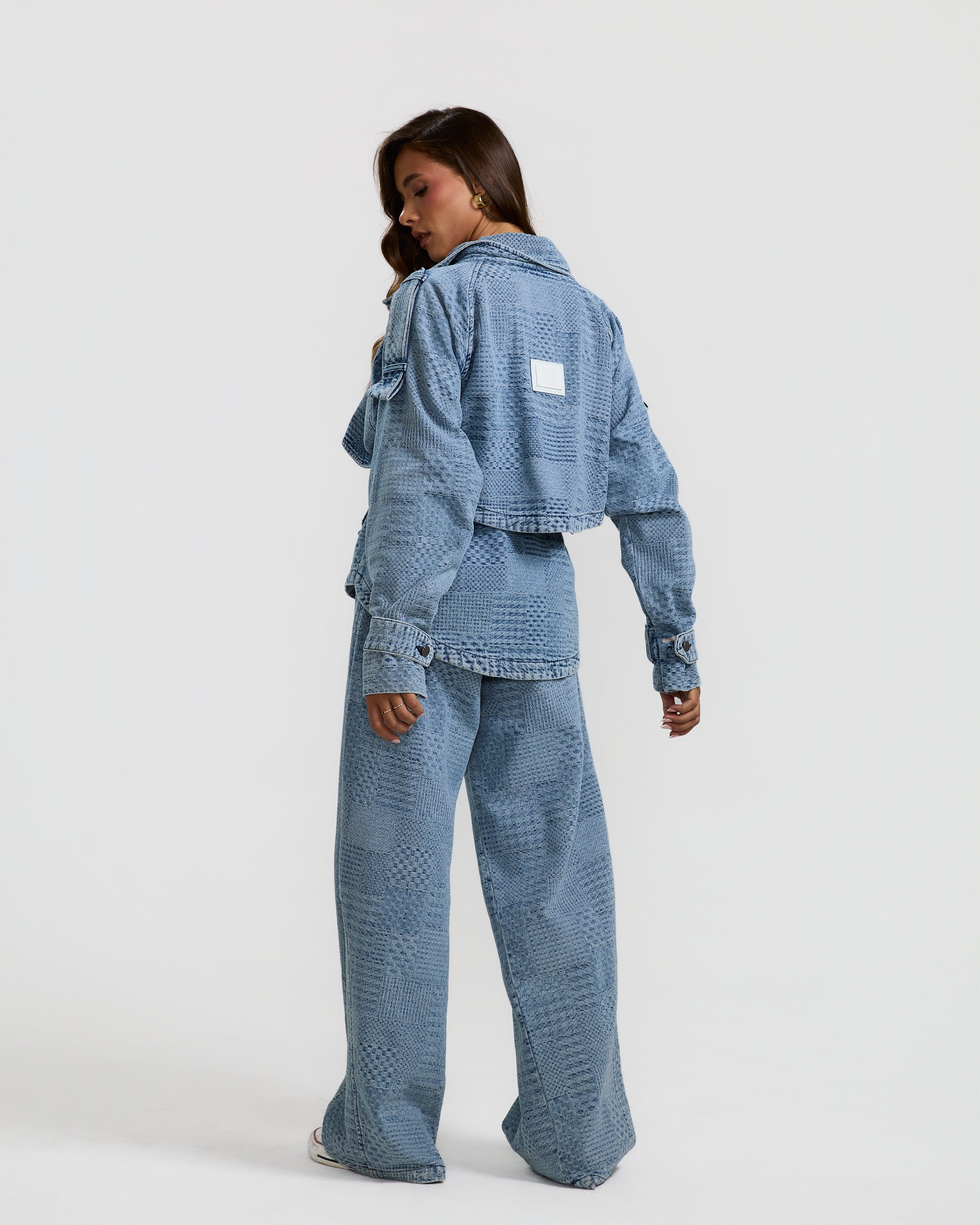 Barrel Patch Pattern Denim Pants