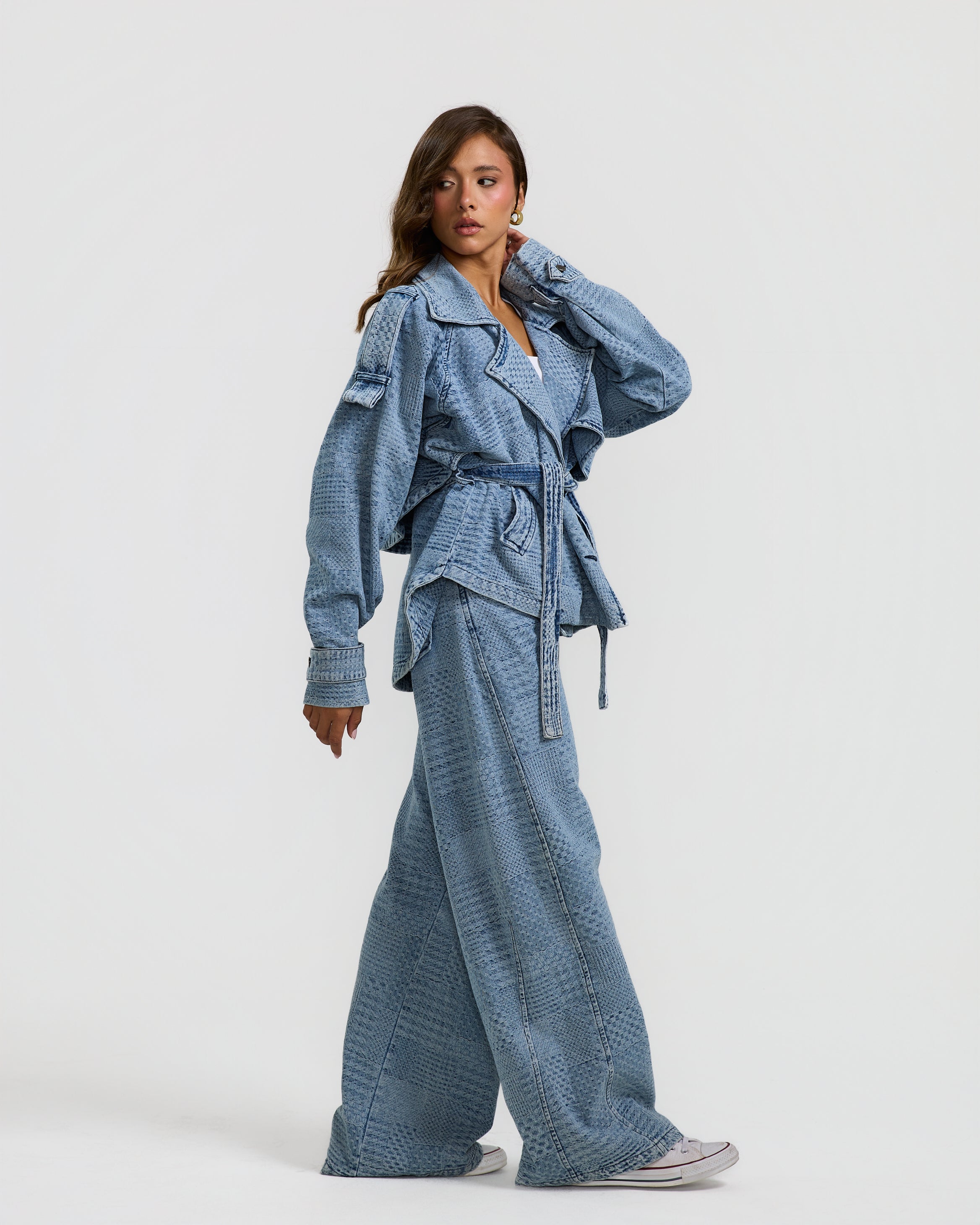 Barrel Patch Pattern Denim Pants