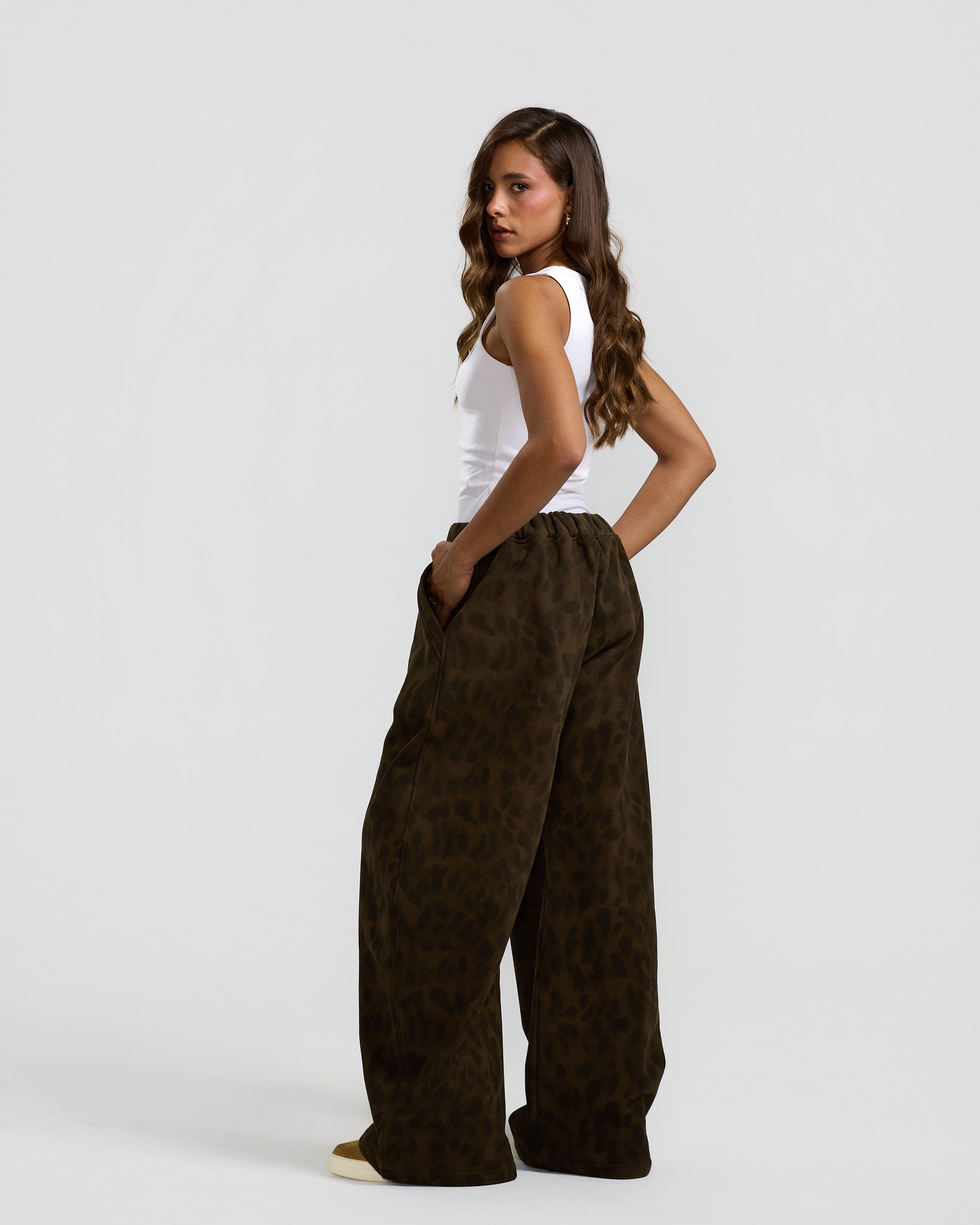 Leopard Barrel Jogger In Olive