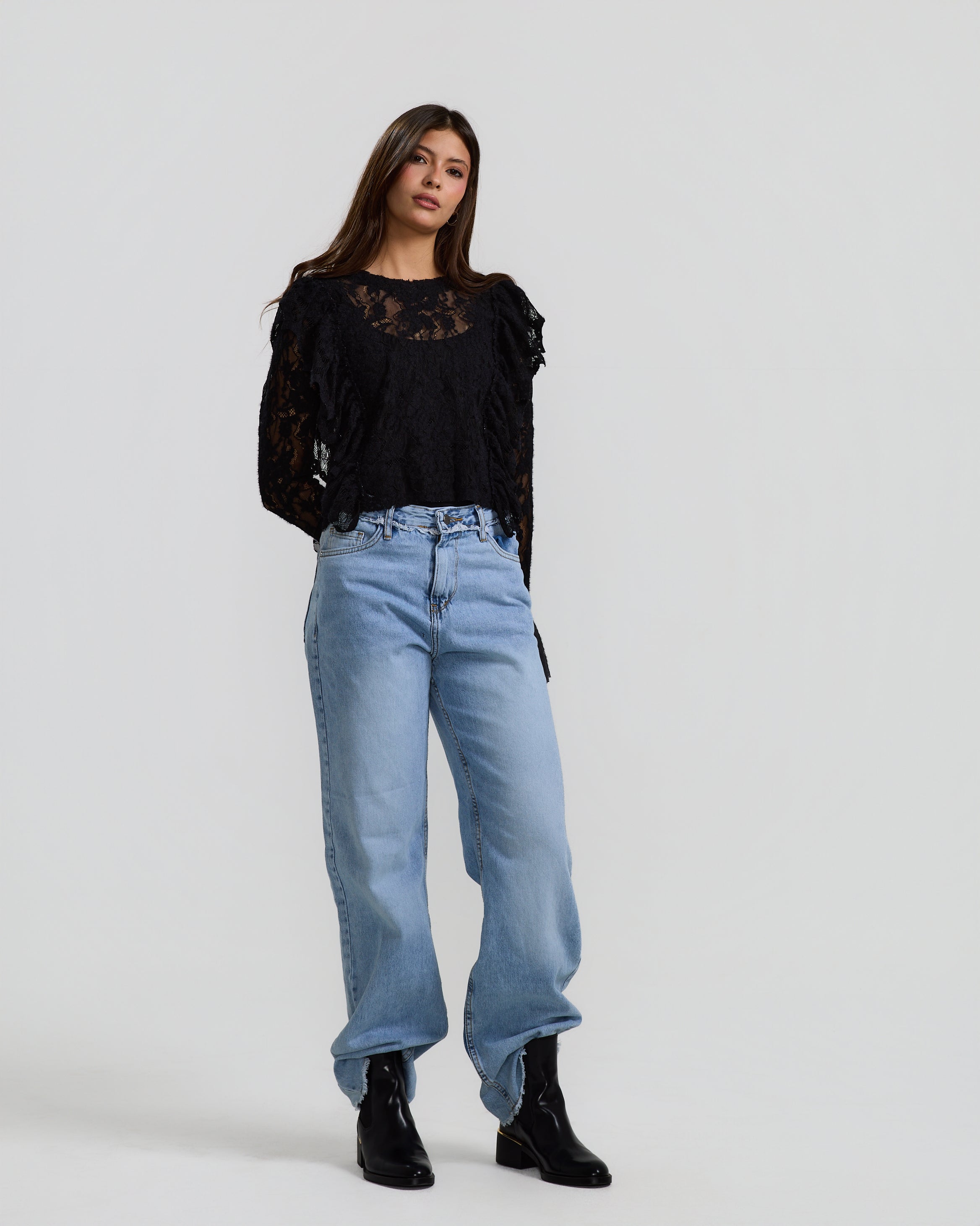 Wool Lace Ruffle Top