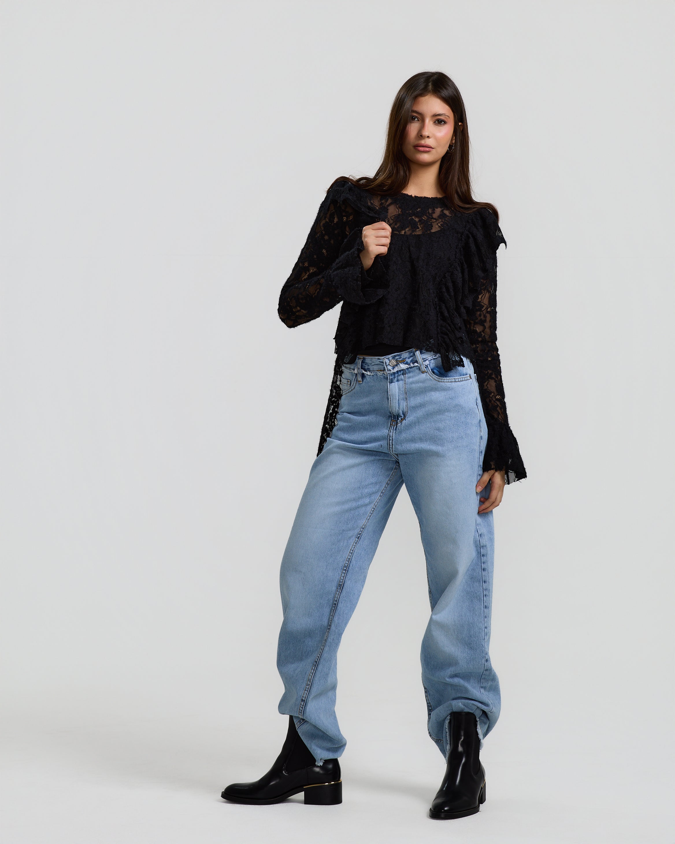 Wool Lace Ruffle Top