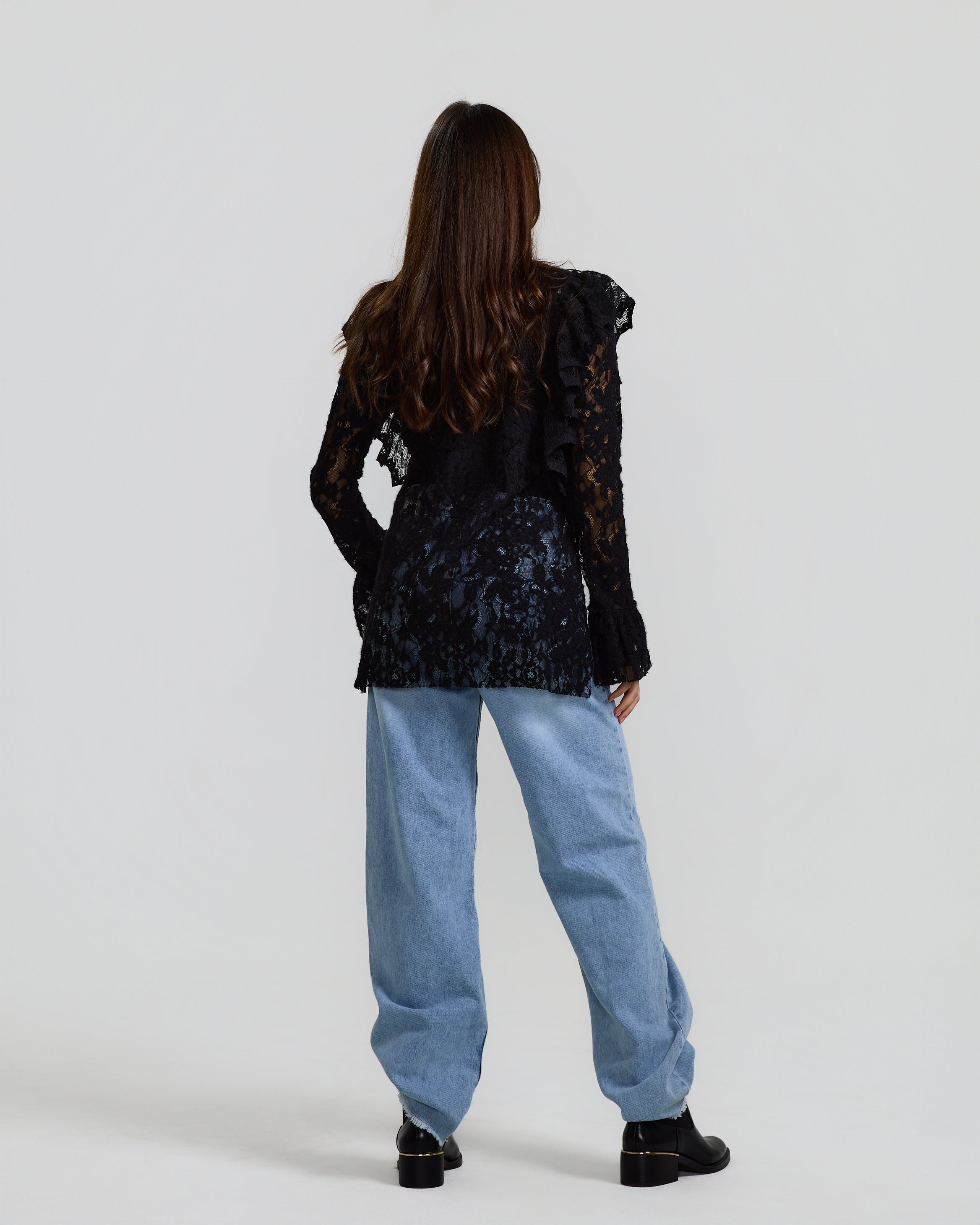 Wool Lace Ruffle Top