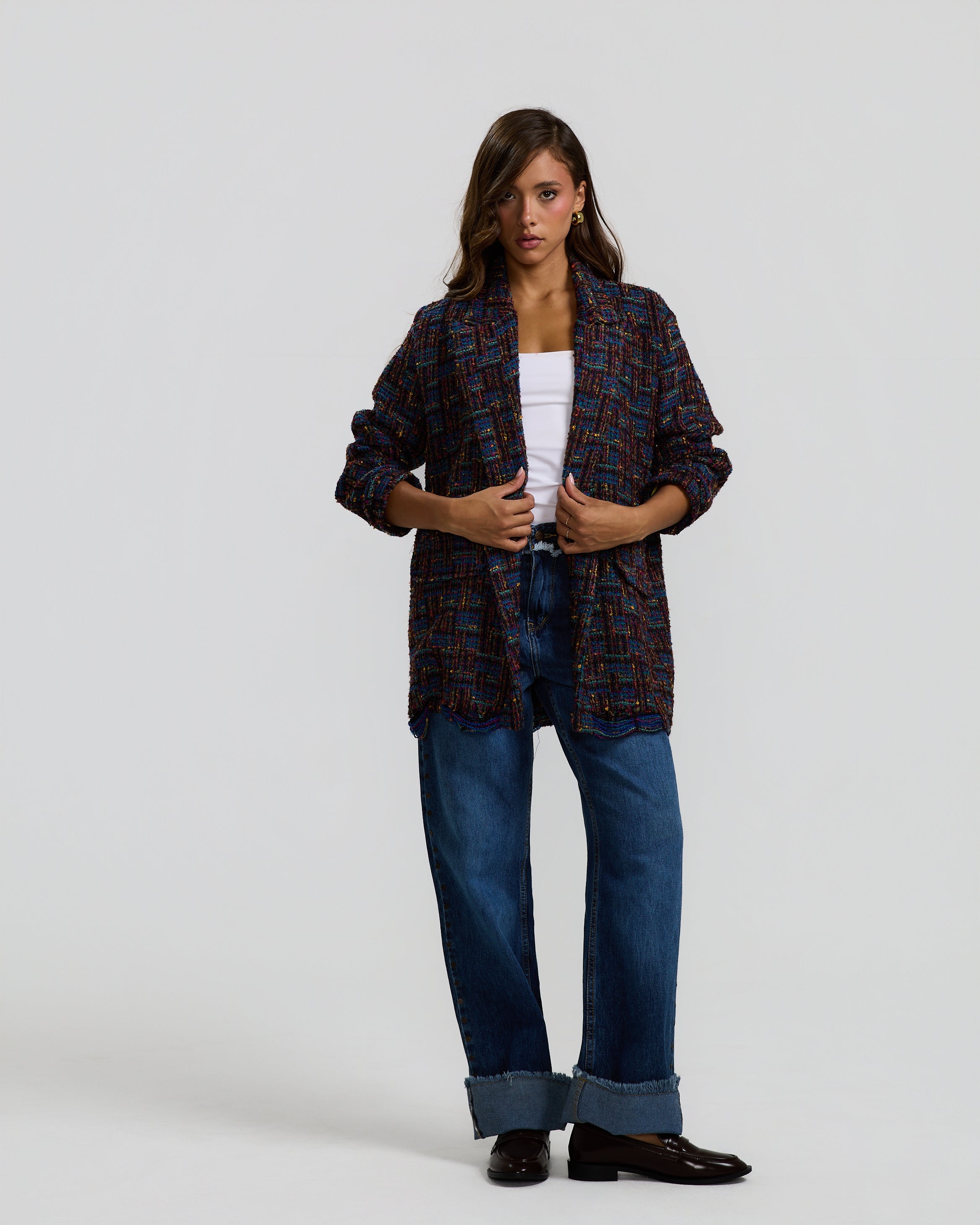 Unfinished Maxi Tweed Cardigan